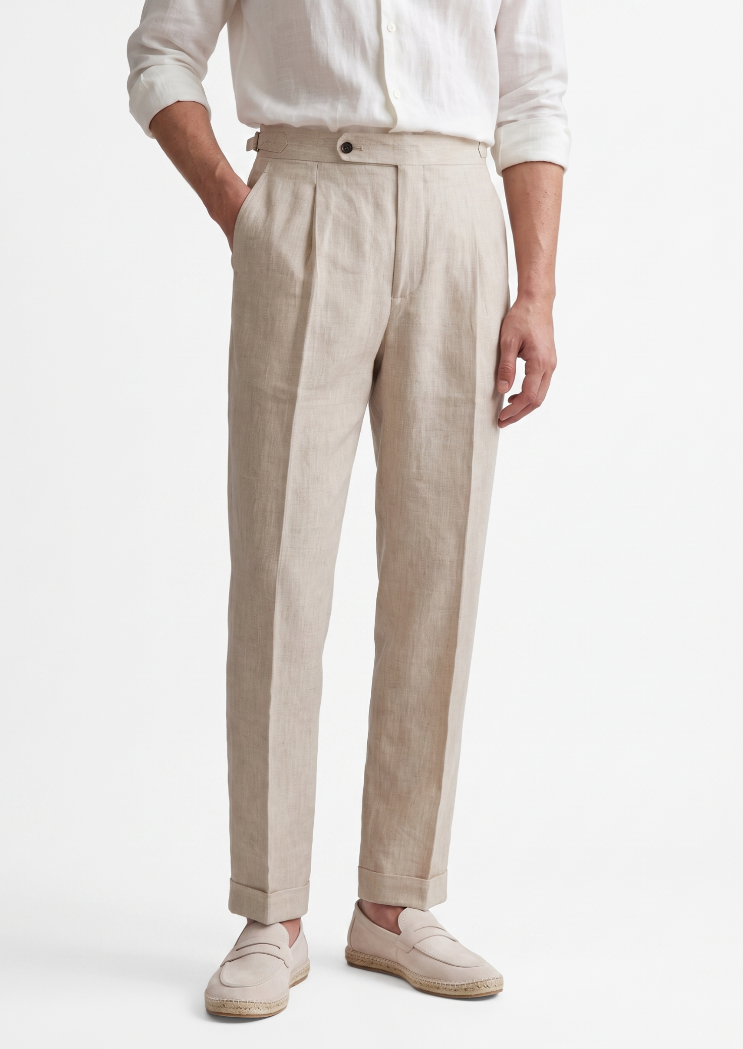 TUSCANY PLEATED COASTAL TROUSERS - Ivory
