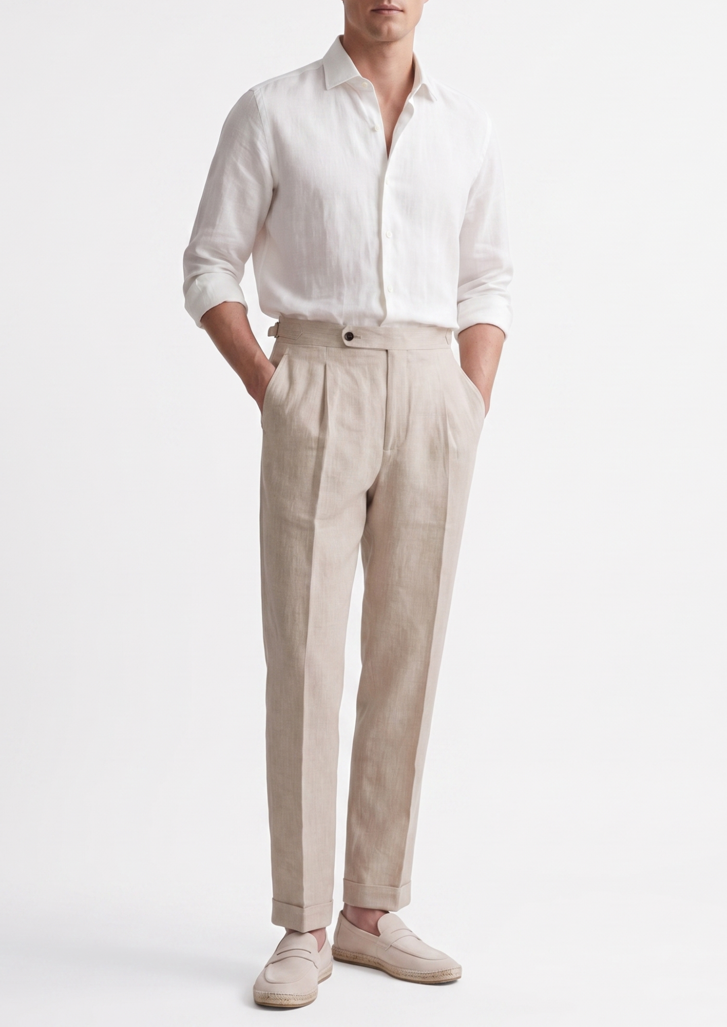 TUSCANY PLEATED COASTAL TROUSERS - Ivory