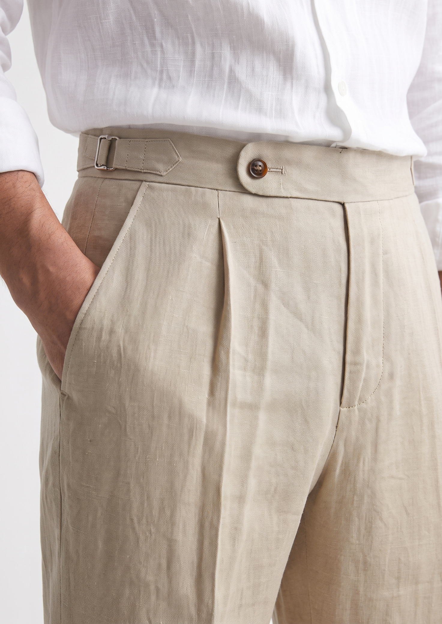 TUSCANY PLEATED COASTAL TROUSERS - Sand
