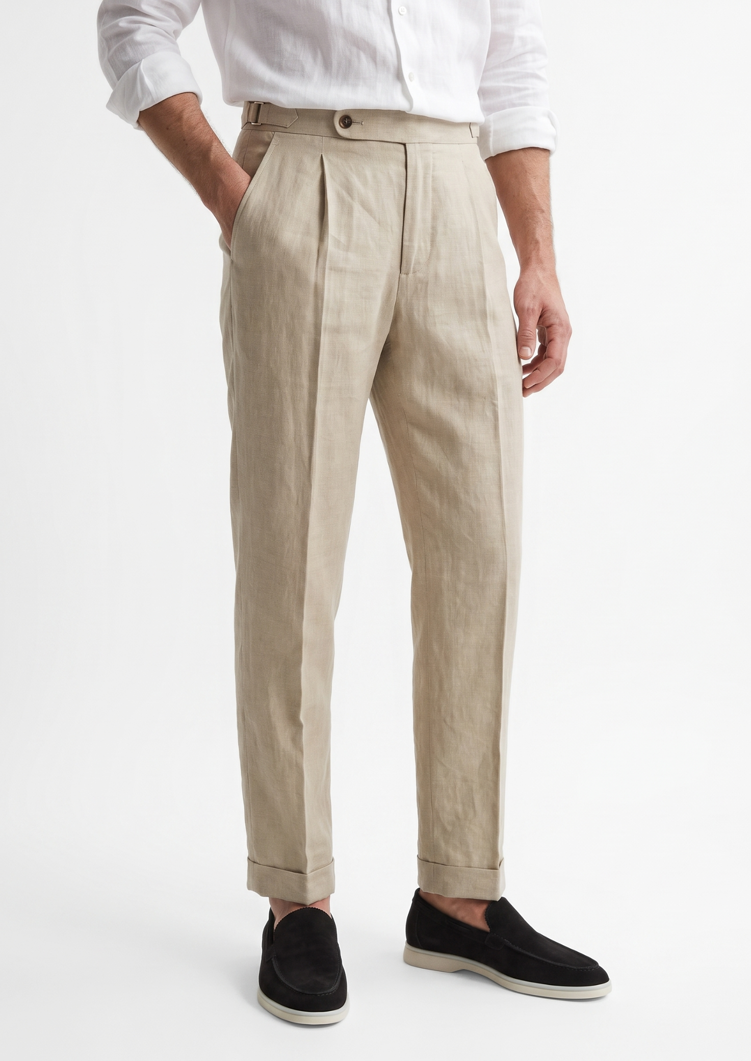 TUSCANY PLEATED COASTAL TROUSERS - Sand