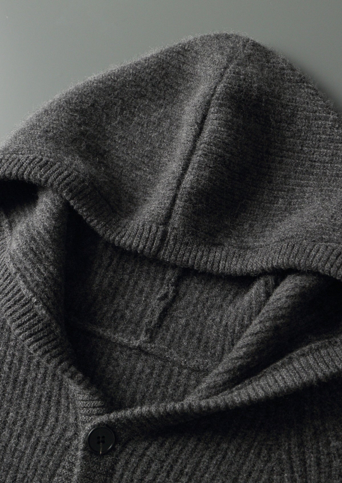 Pure Extra-Fine Merino Wool Ribbed Button Hoodie