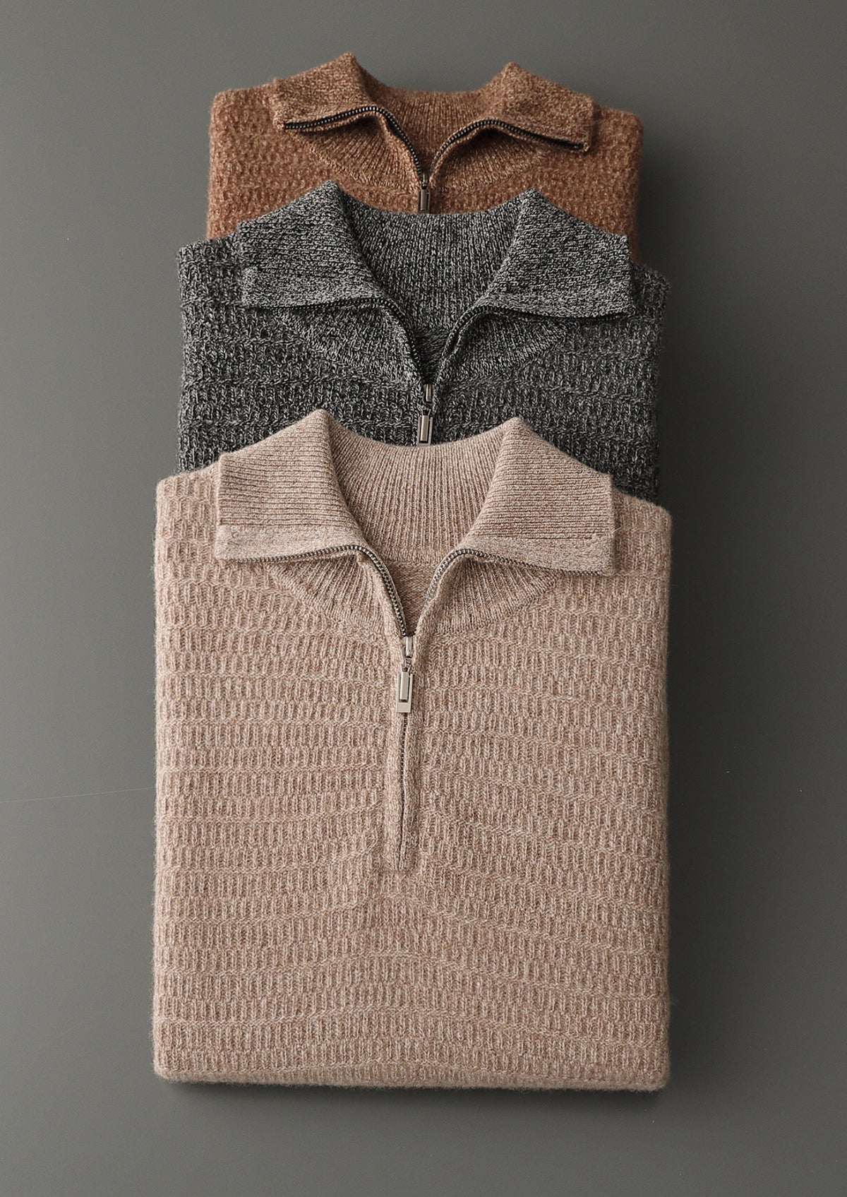 Pure Extra-Fine Merino Wool Textured Funnel Neck Sweater