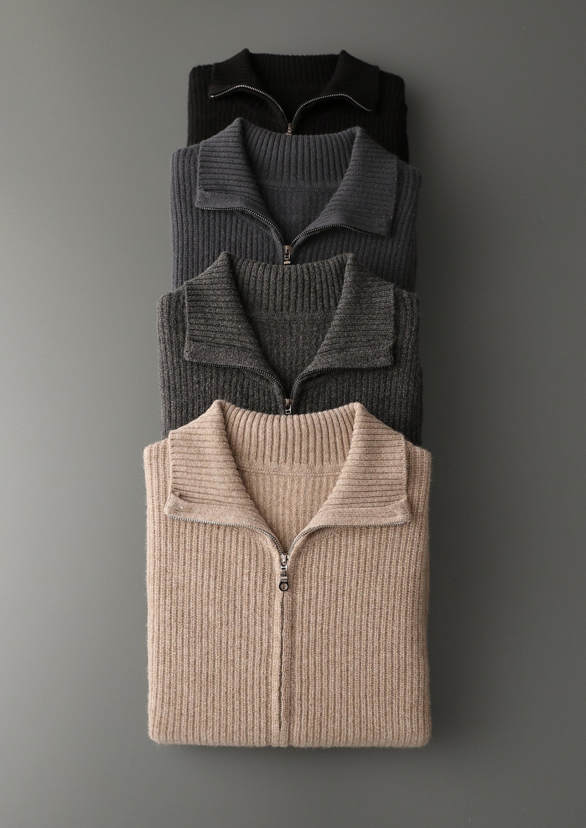 Pure Extra-Fine Merino Wool Ribbed Funnel Neck