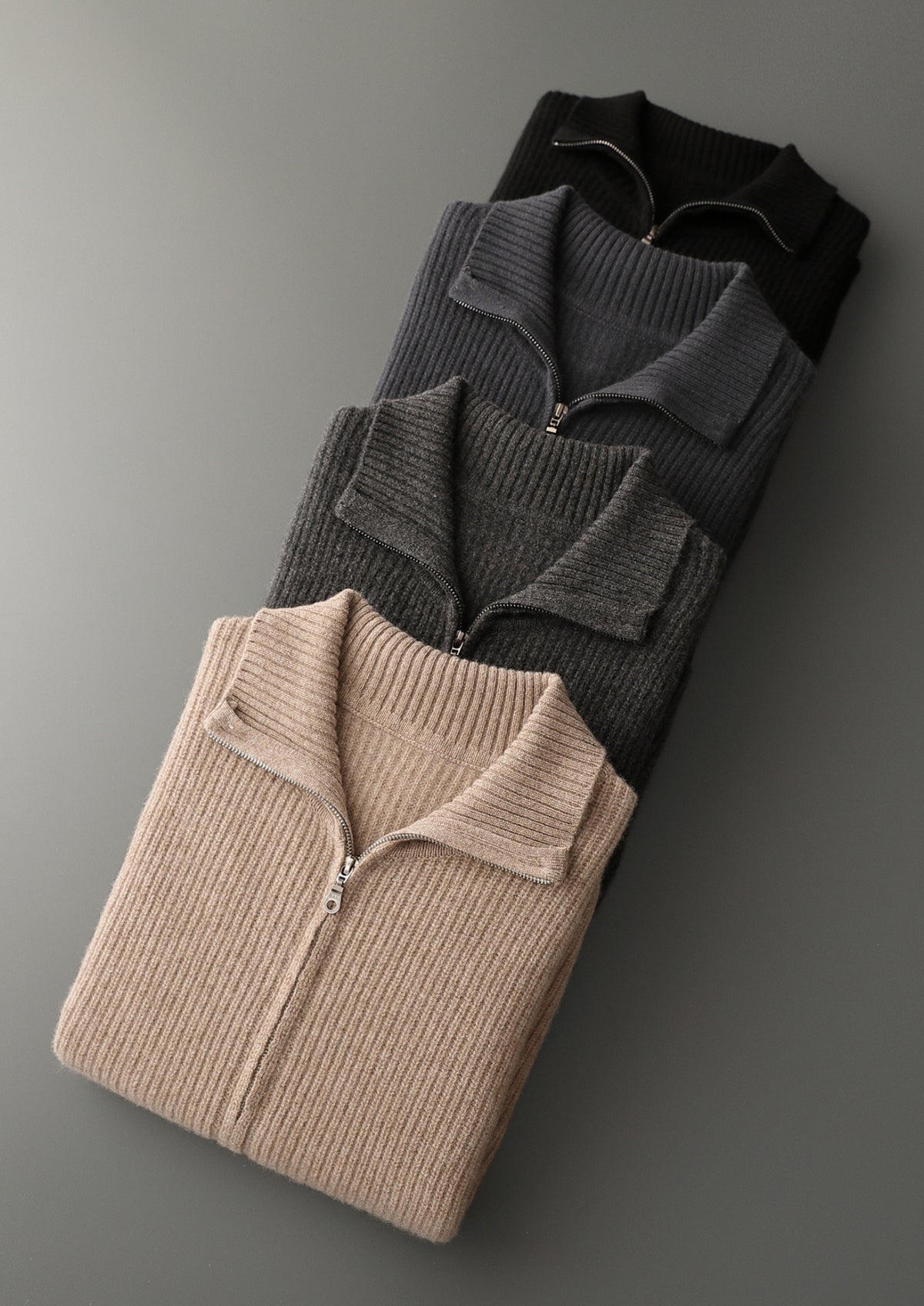 Pure Extra-Fine Merino Wool Ribbed Funnel Neck