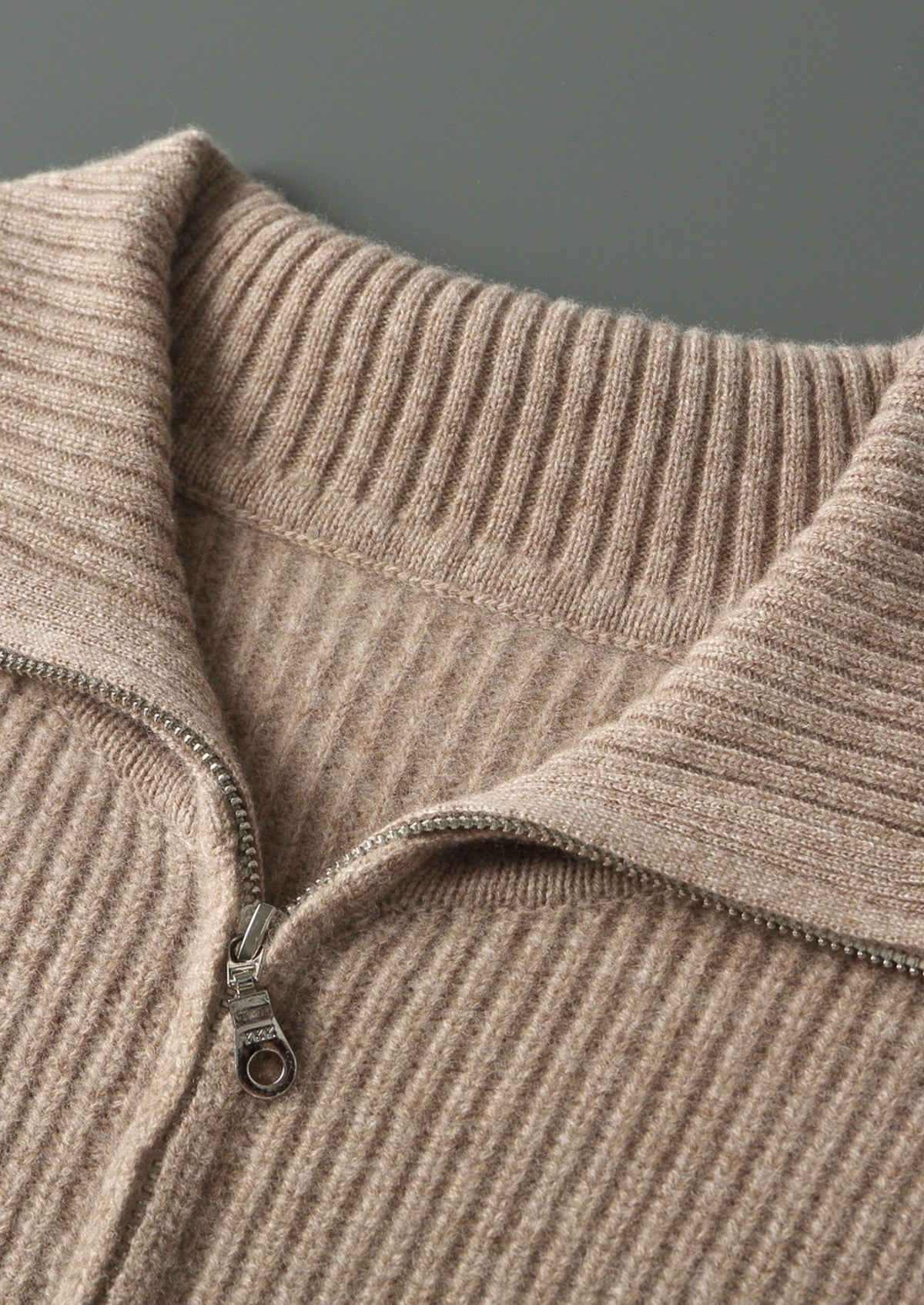 Pure Extra-Fine Merino Wool Ribbed Funnel Neck