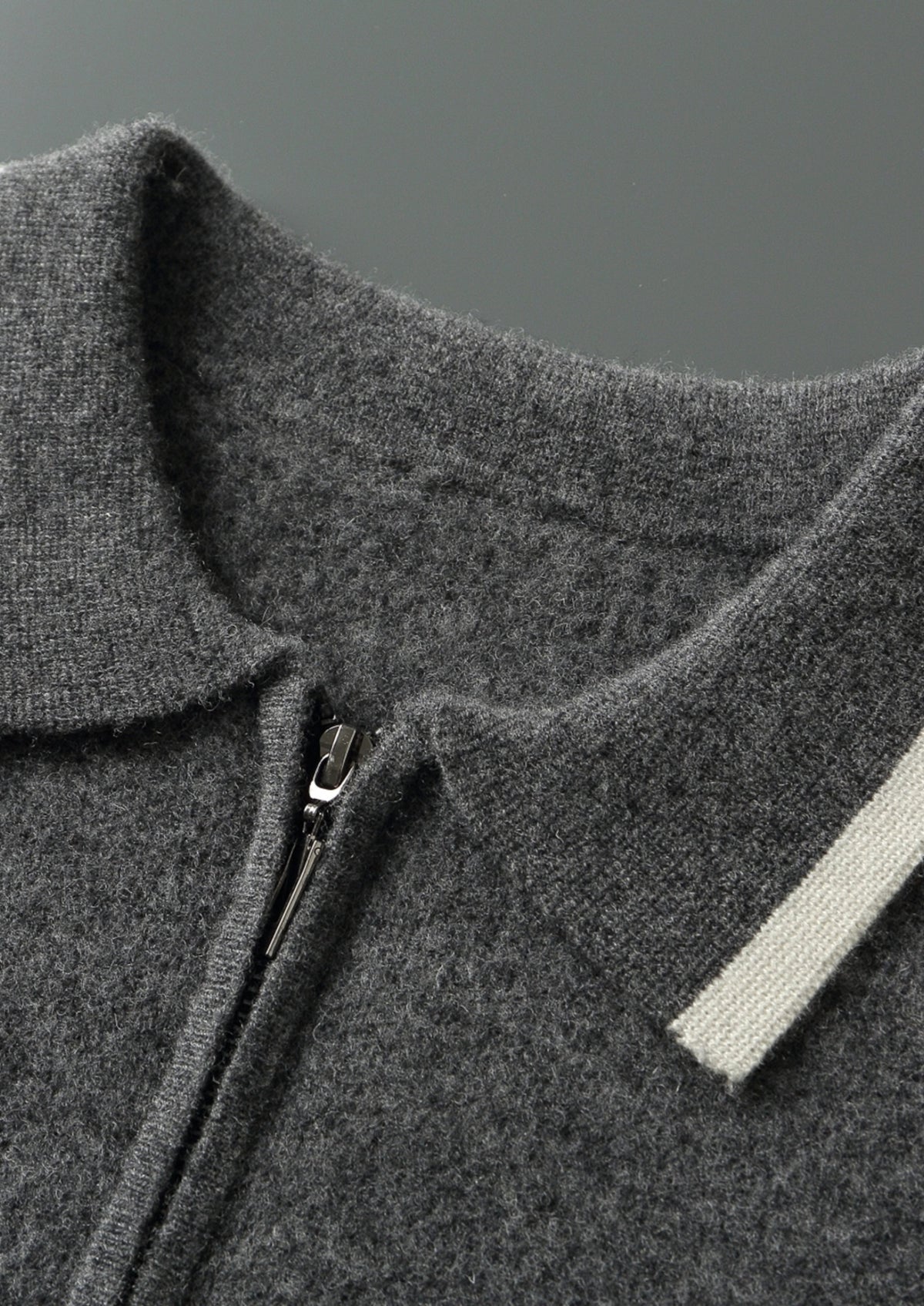 Pure Extra-Fine Merino Wool Contrast Zip Polo
