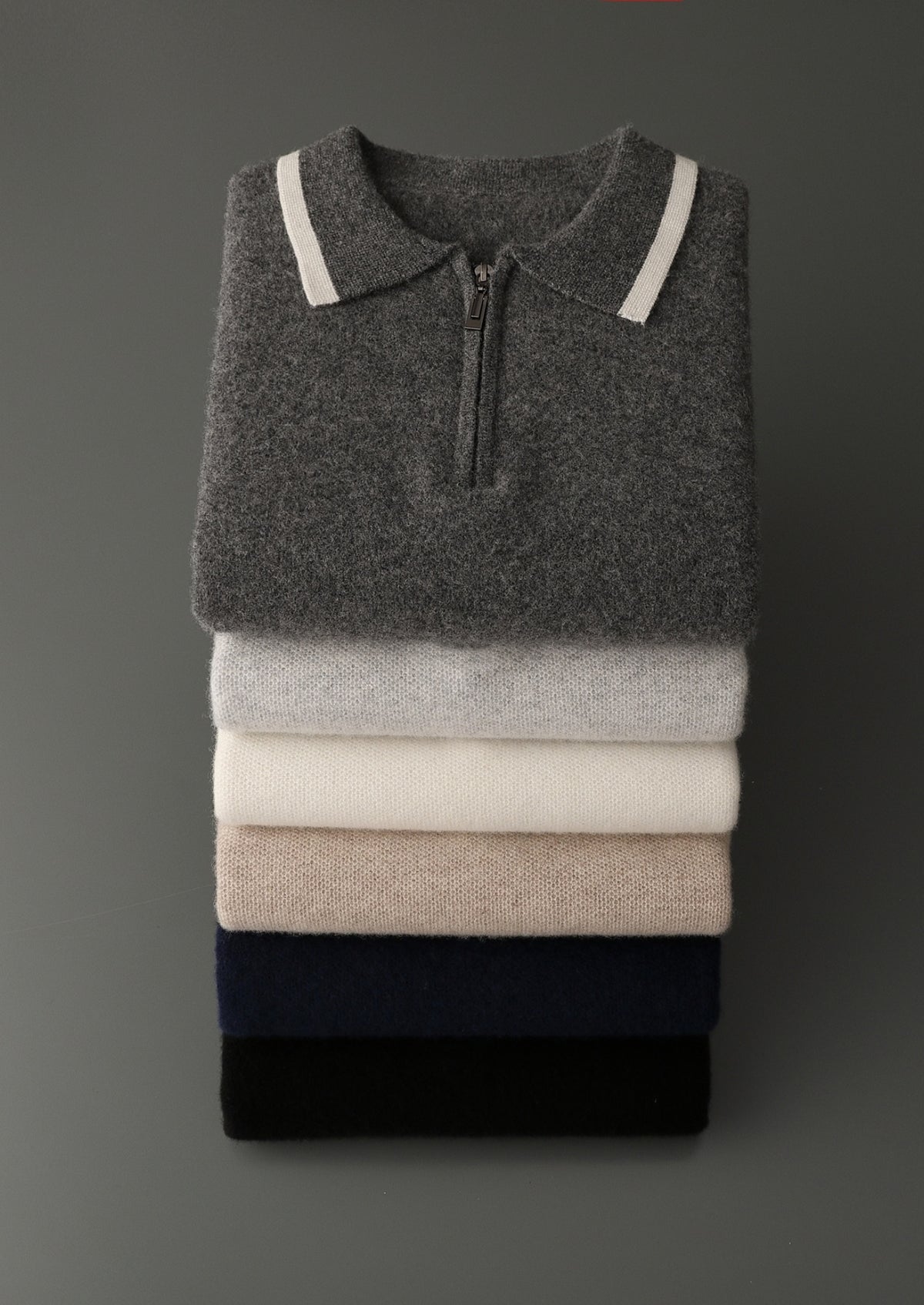 Pure Extra-Fine Merino Wool Contrast Zip Polo