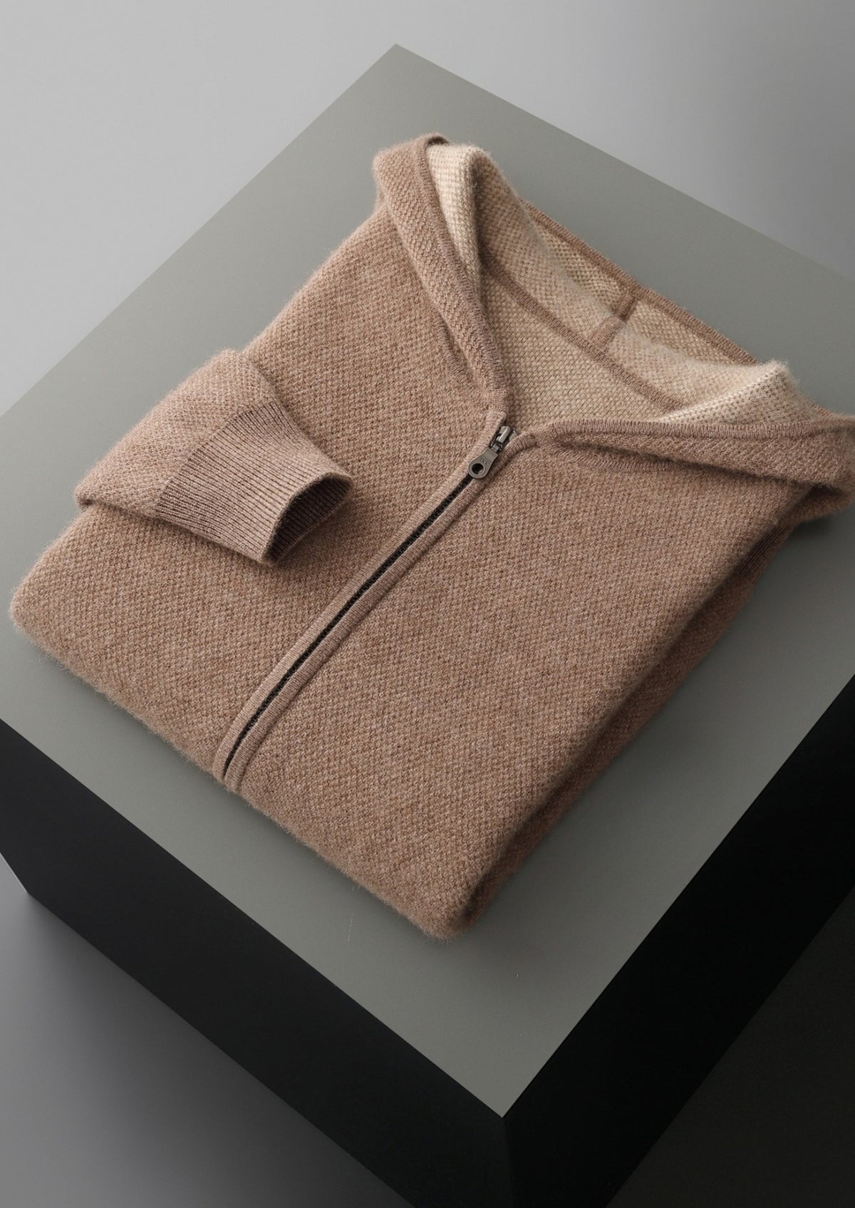 Pure Extra-Fine Merino Wool Jacquard Zip Hoodie