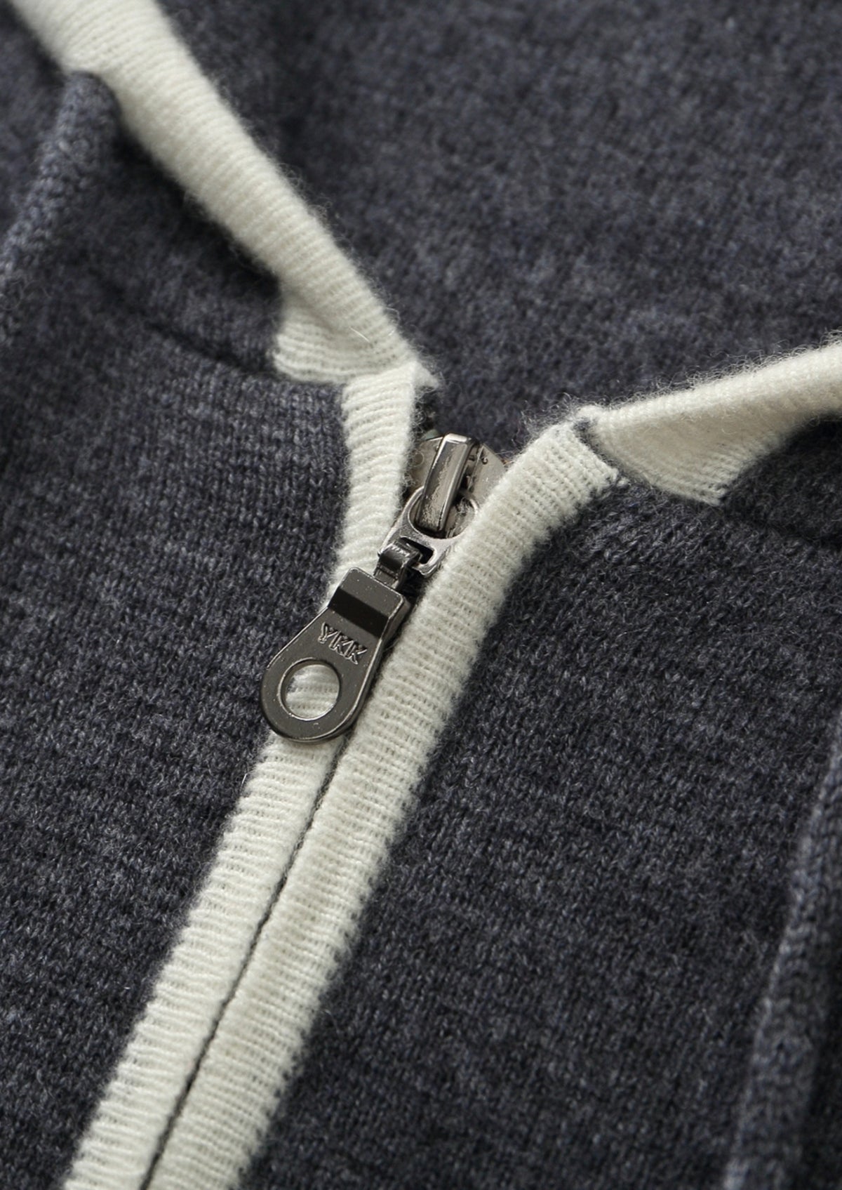 Pure Extra-Fine Merino Wool Contrast Zipper Hoodie