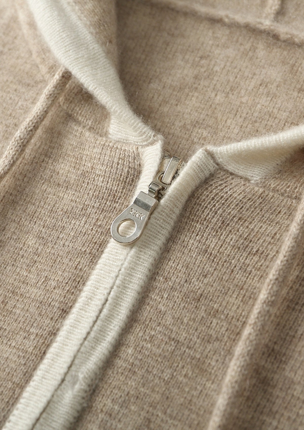Pure Extra-Fine Merino Wool Contrast Zipper Hoodie