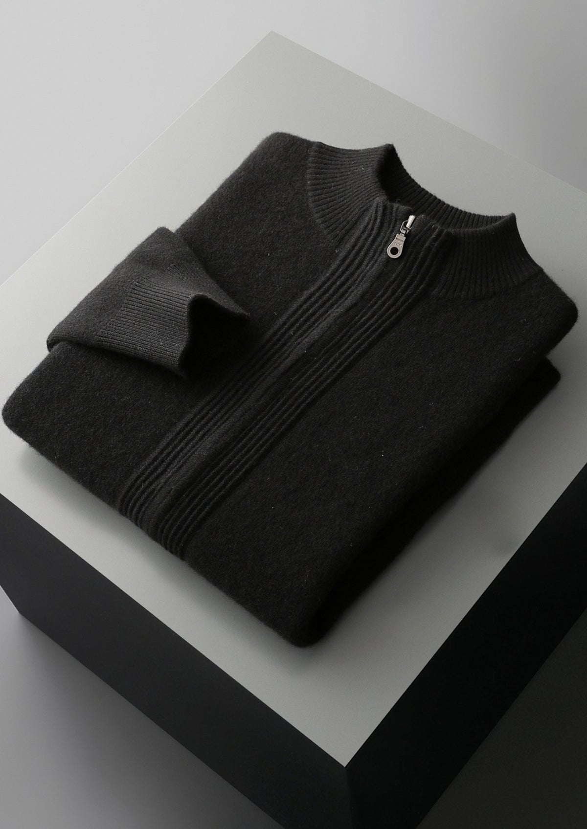 Pure Extra-Fine Merino Wool Textured Zip Cardigan