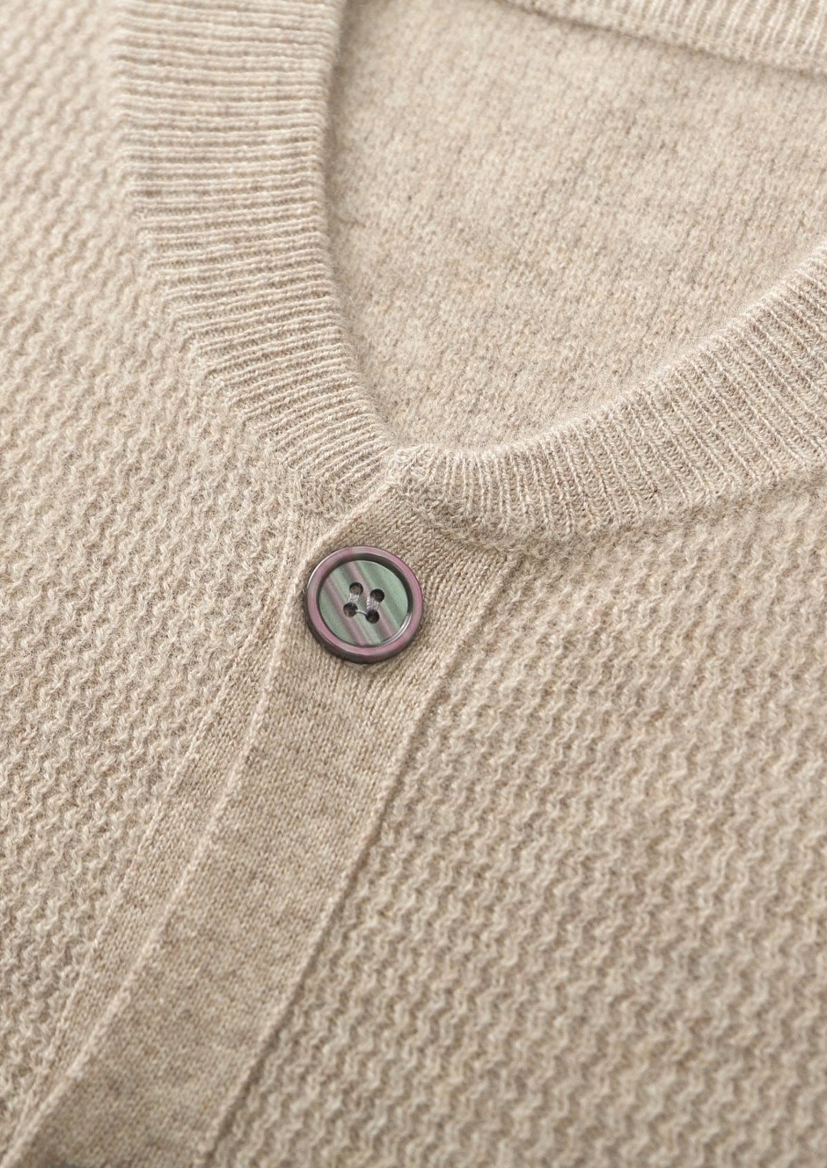 Pure Extra-Fine Merino Wool Textured Button Cardigan