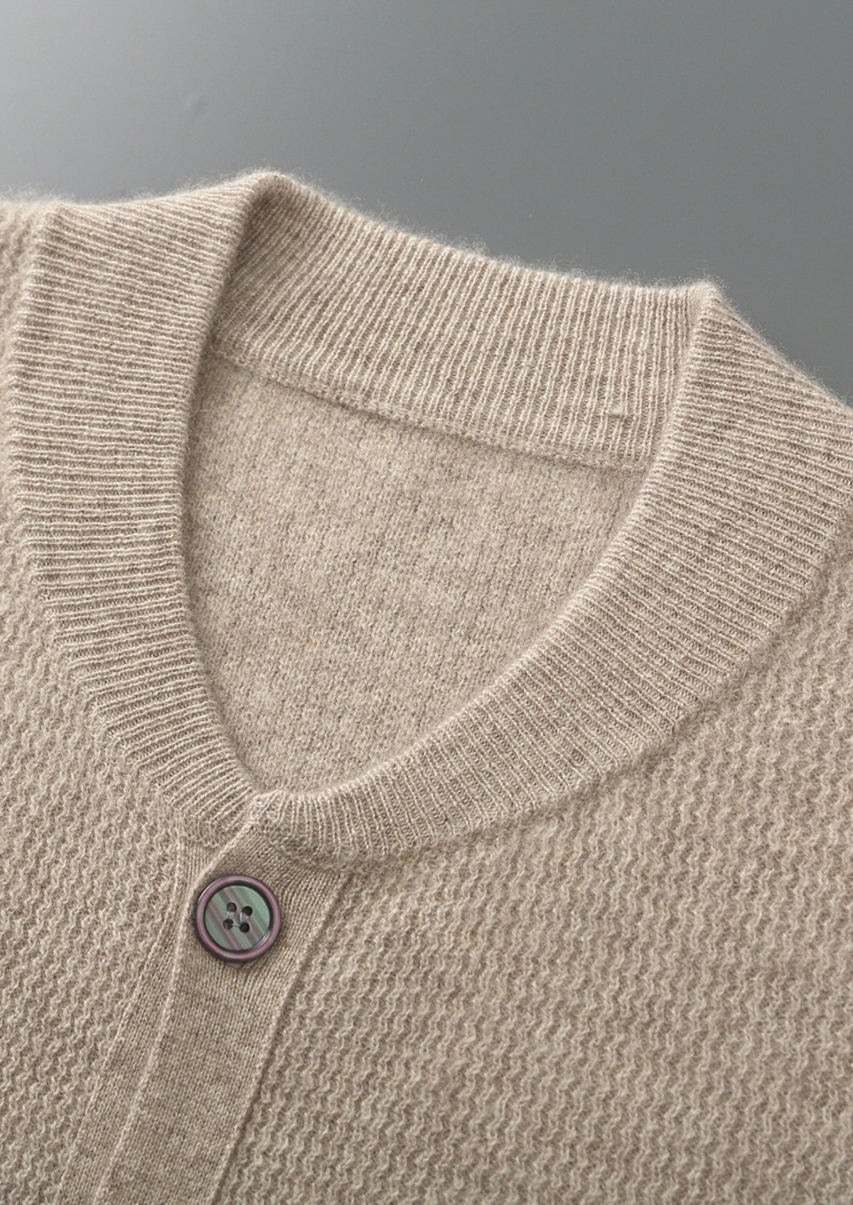 Pure Extra-Fine Merino Wool Textured Button Cardigan