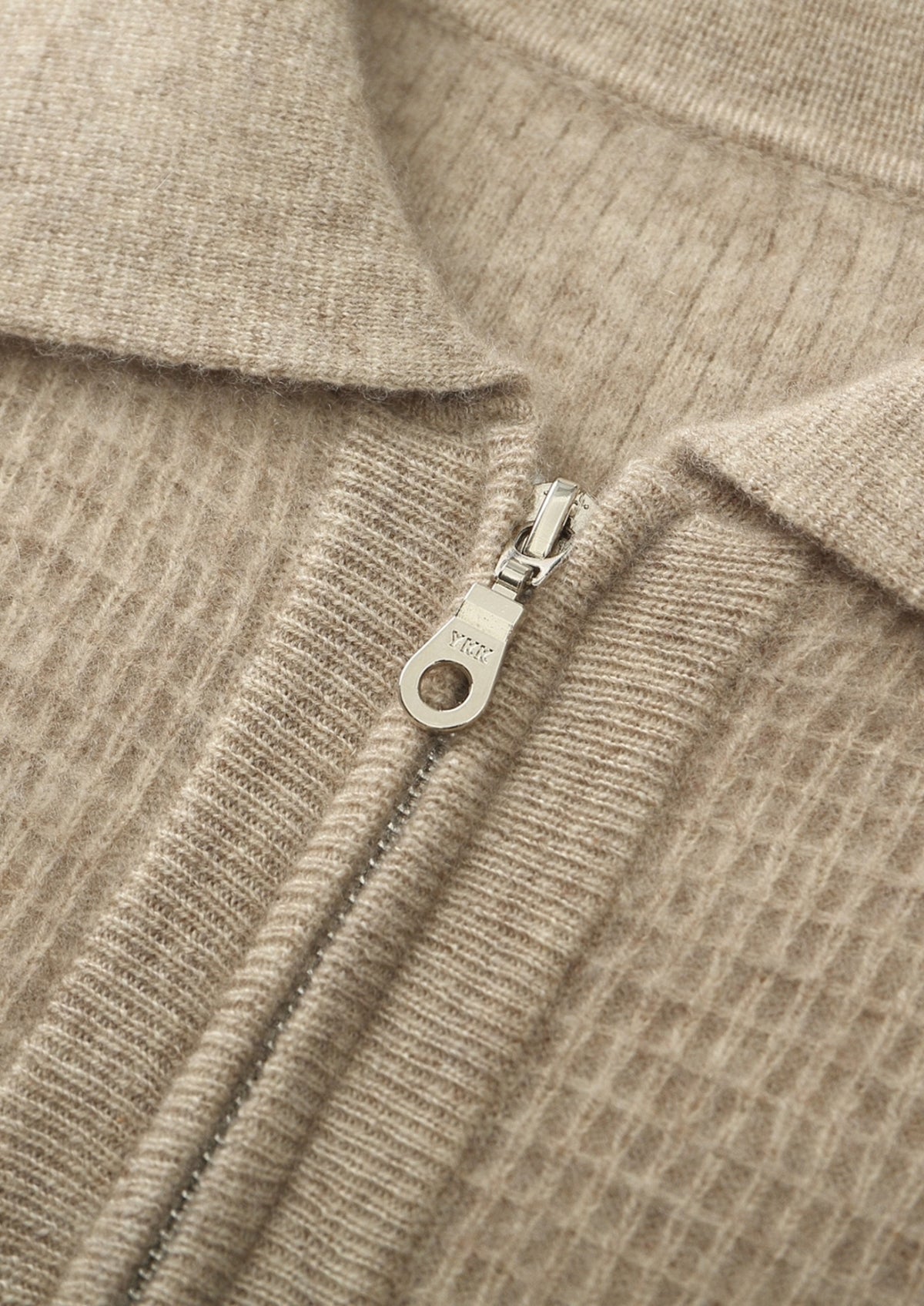 Pure Extra-Fine Merino Wool Textured Zip Polo Cardigan