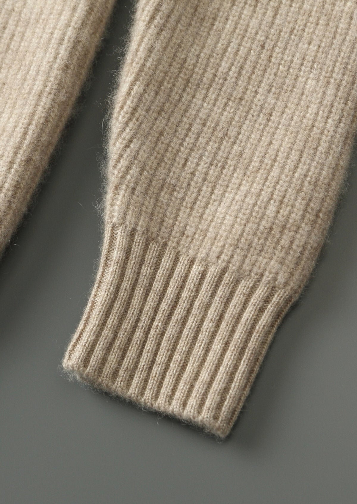 Premium Cashmere Ribbed Button-Up Hoodie