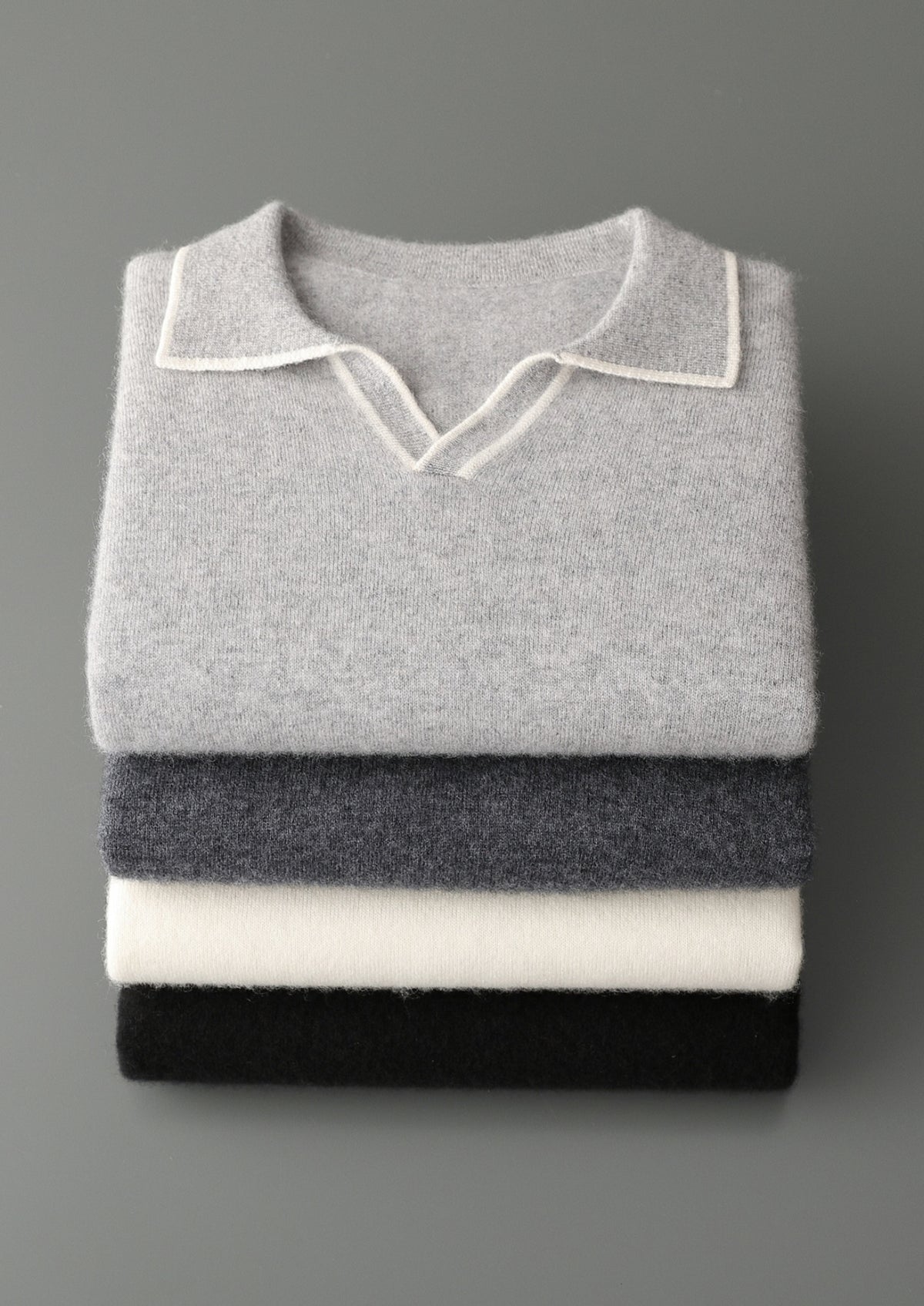 Premium Cashmere Buttonless Contrast Polo
