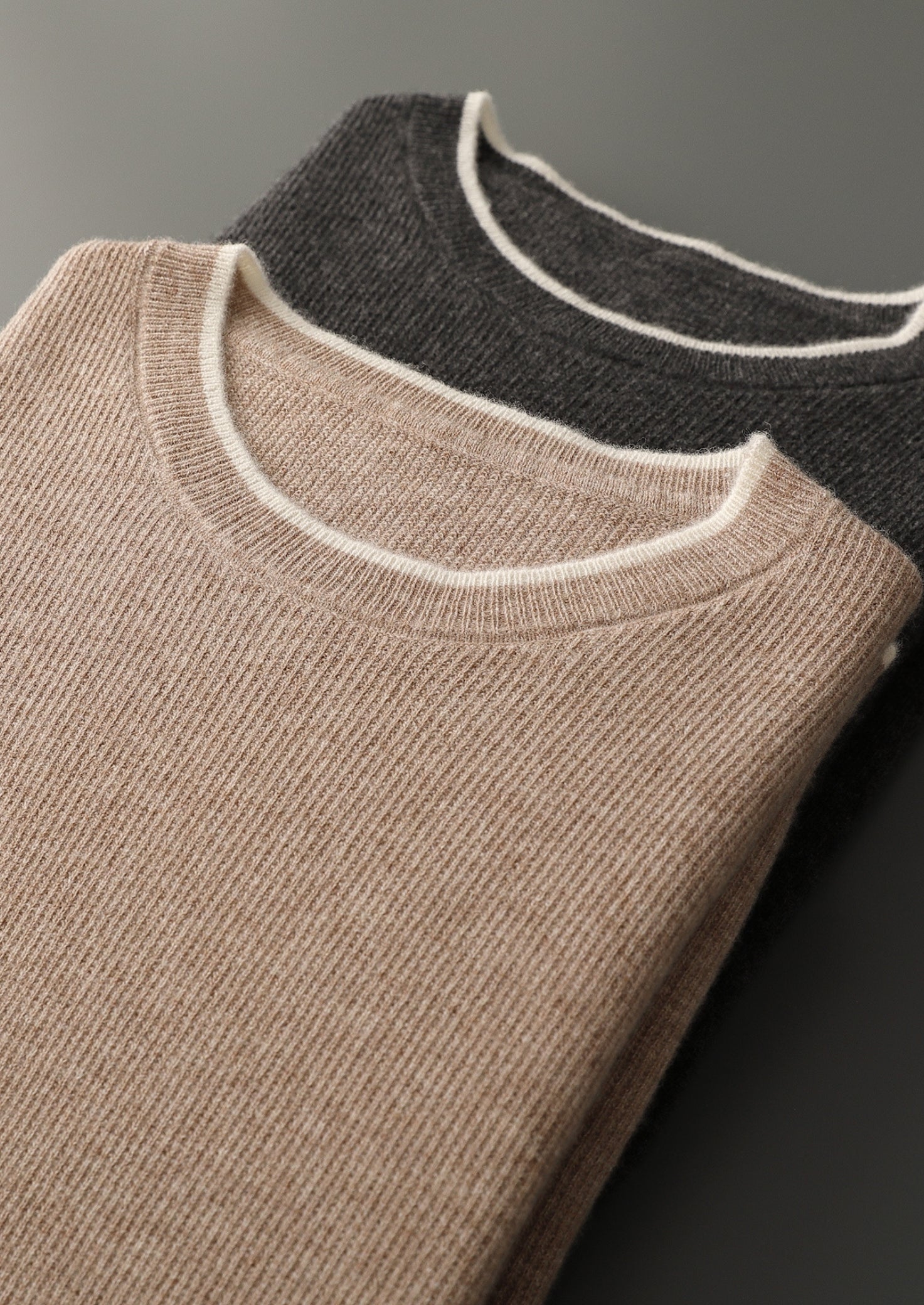 Pure Extra-Fine Merino Wool Contrast Crewneck
