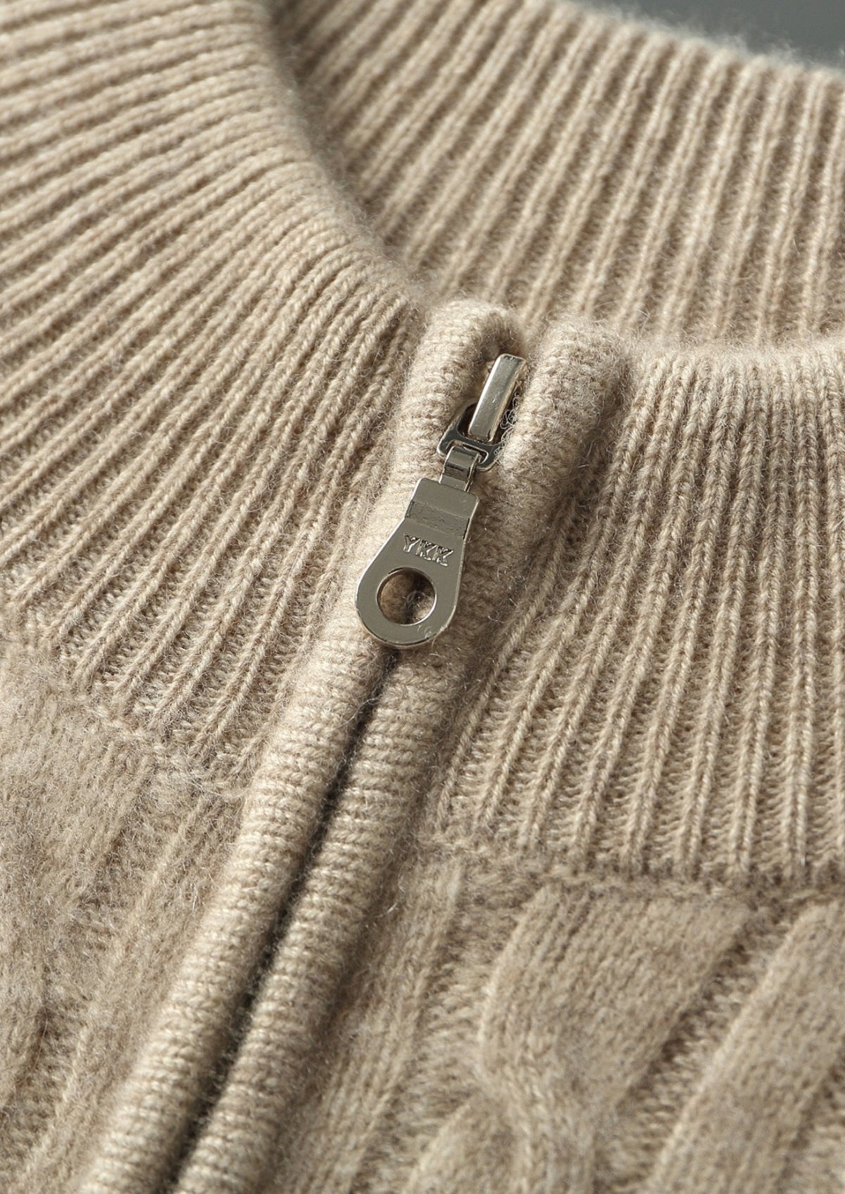 Pure Extra-Fine Merino Wool Cable Knit Zip Cardigan