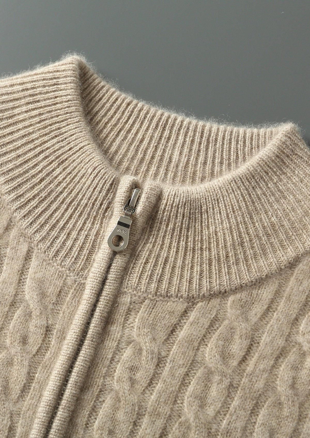 Pure Extra-Fine Merino Wool Cable Knit Zip Cardigan