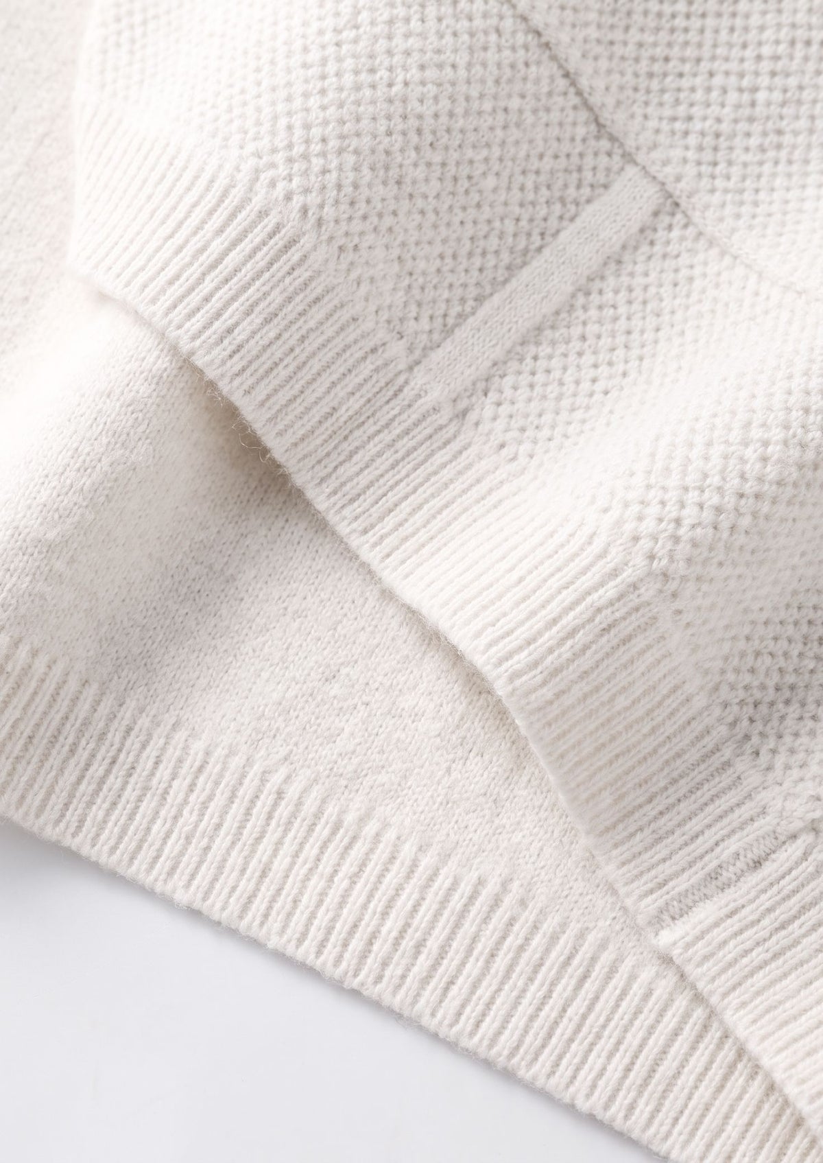 Pure Extra-Fine Merino Wool Ivory Button Overshirt