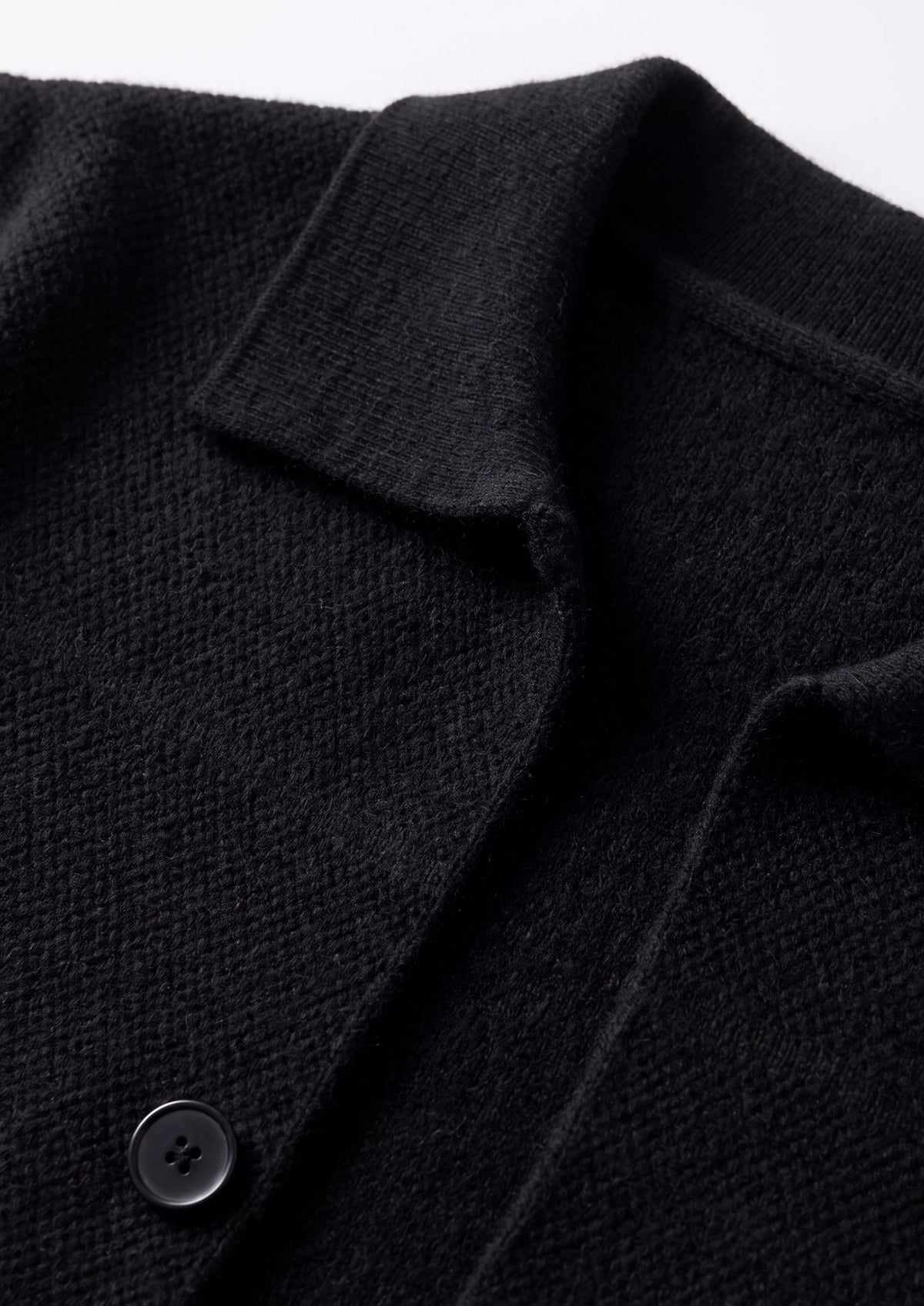 Pure Extra-Fine Merino Wool Black Button Overshirt