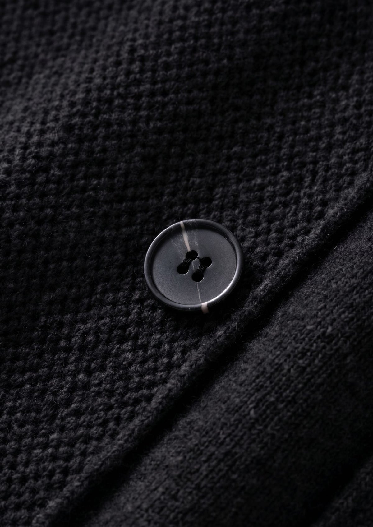Pure Extra-Fine Merino Wool Black Button Overshirt