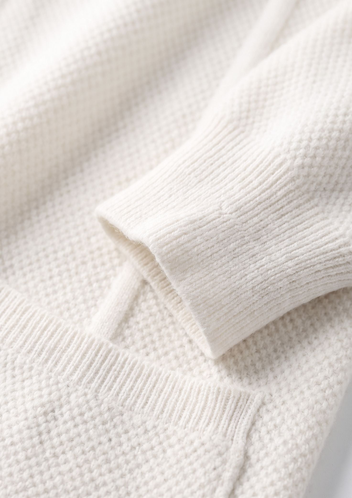 Pure Extra-Fine Merino Wool Ivory Button Overshirt