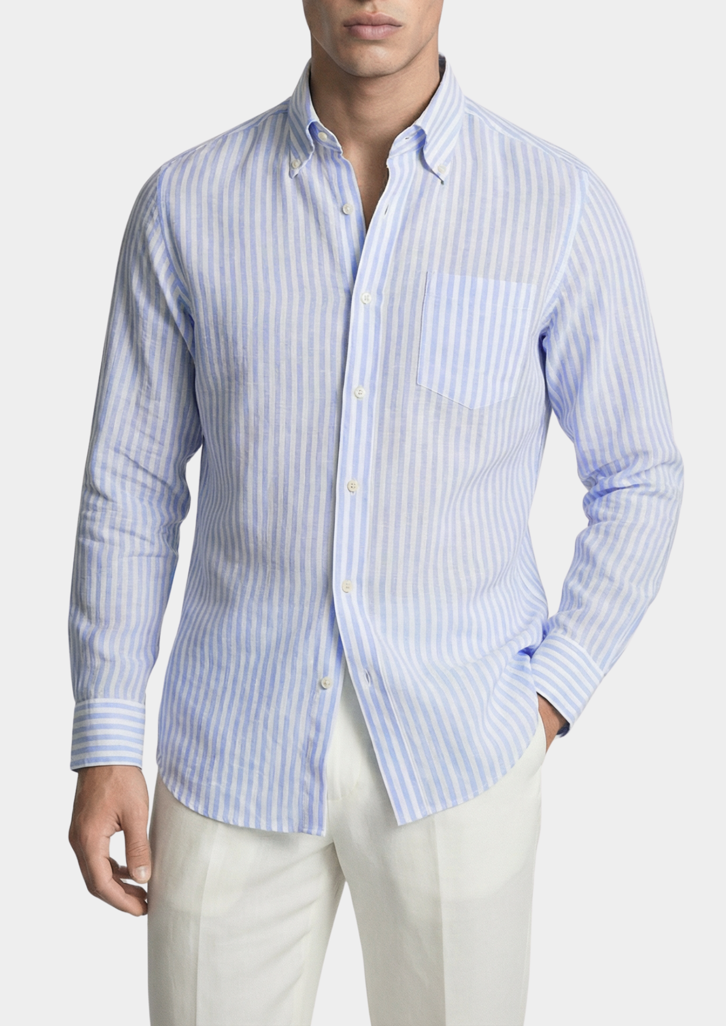 PORTOFINO STRIPED COASTAL SHIRT - Light Blue