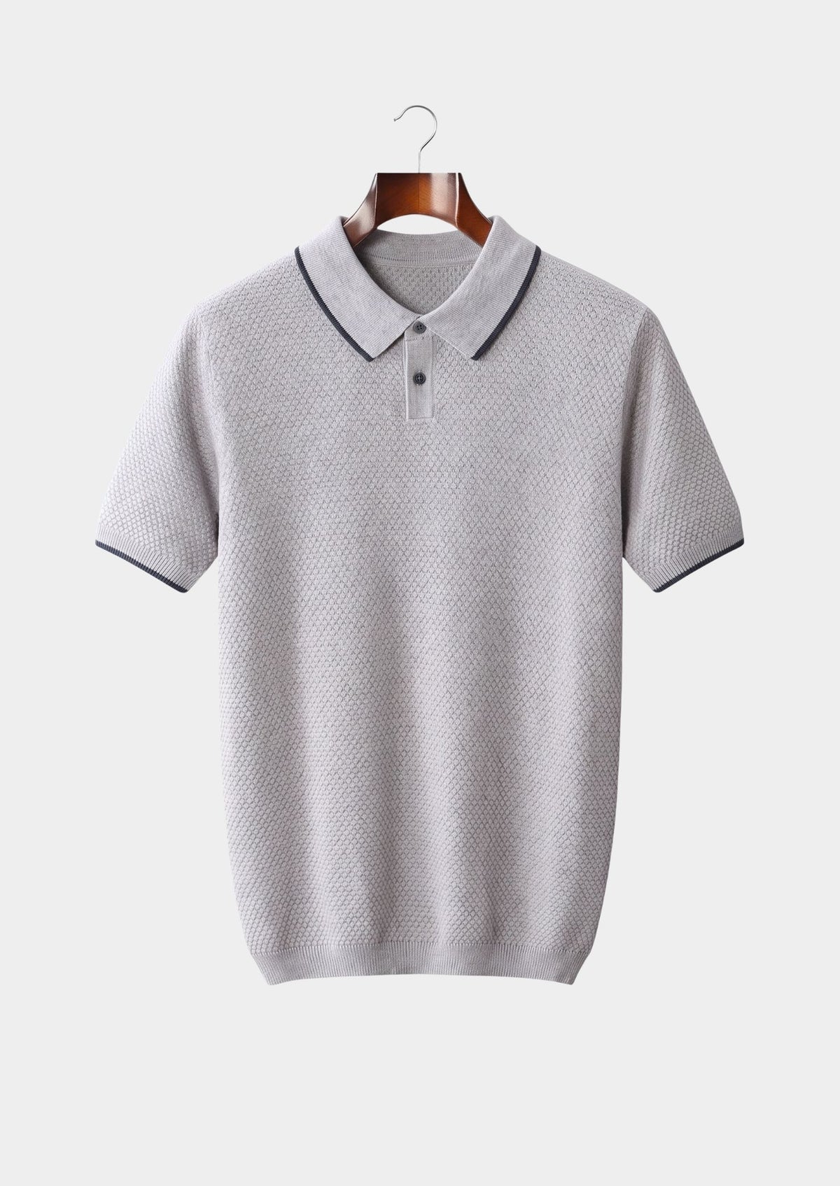 Premium Cashmere Pastel Gray Two-Tone Polo