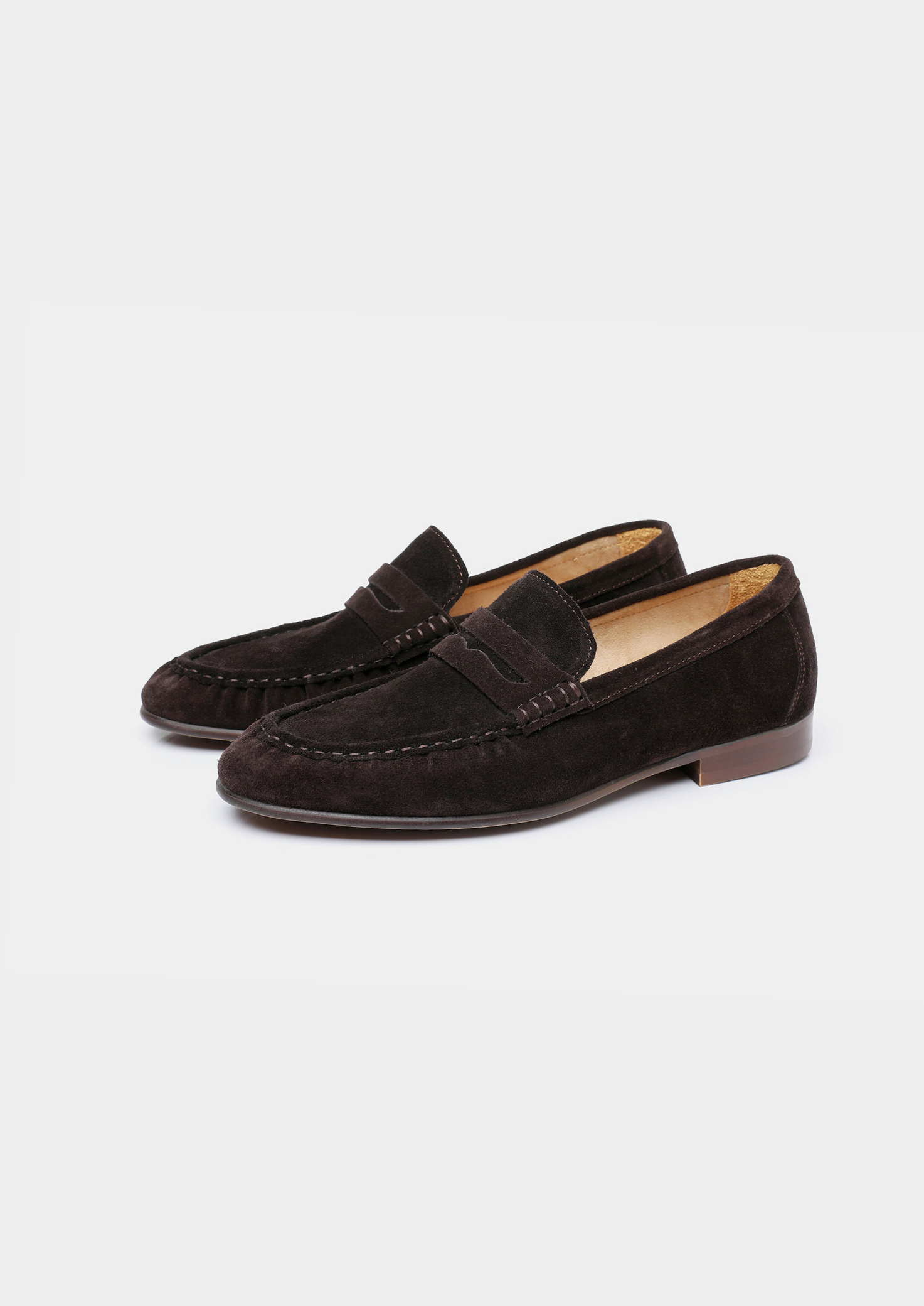 COFFEE CLASSIC PENNY SUEDE LOAFERS