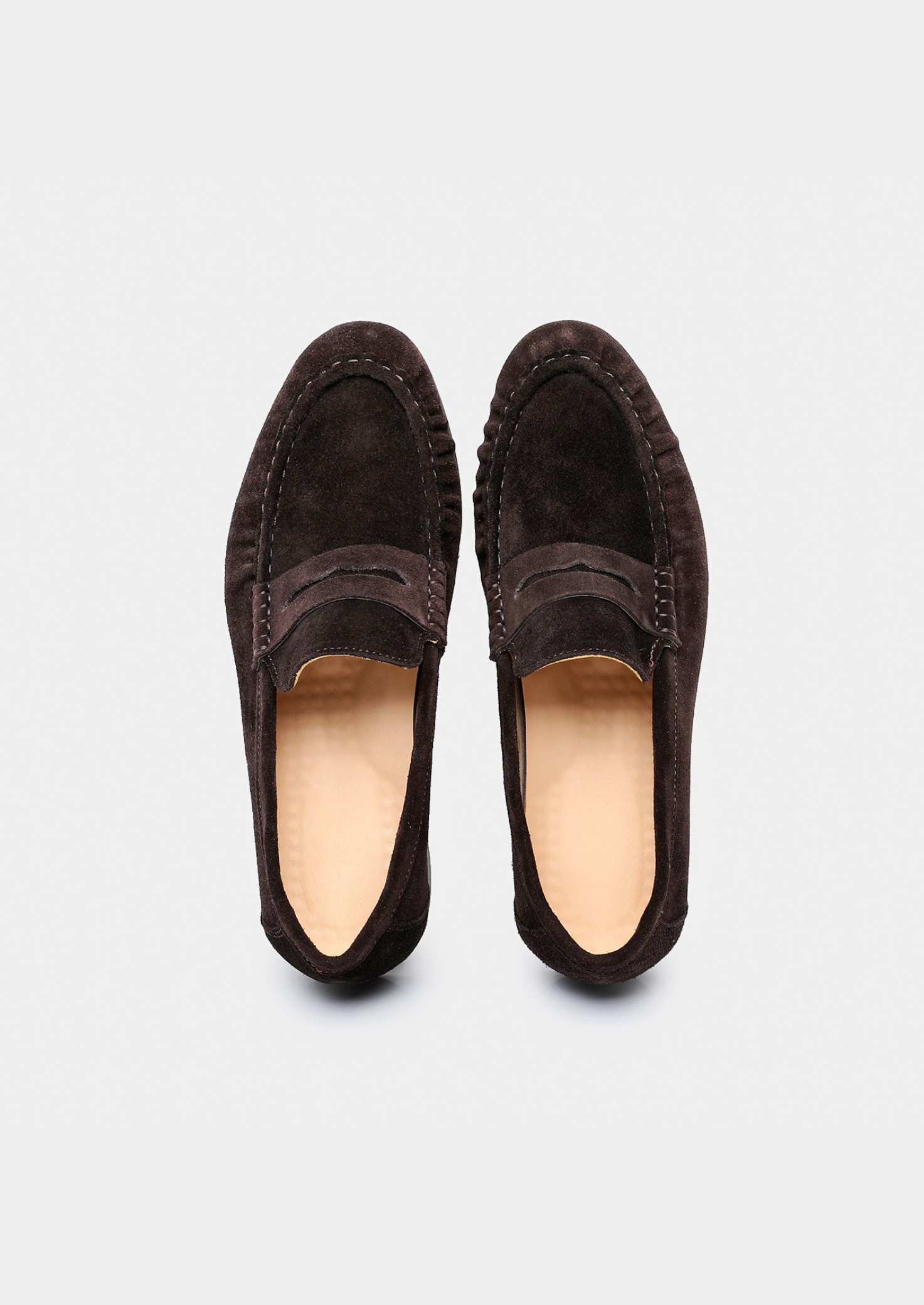 COFFEE CLASSIC PENNY SUEDE LOAFERS