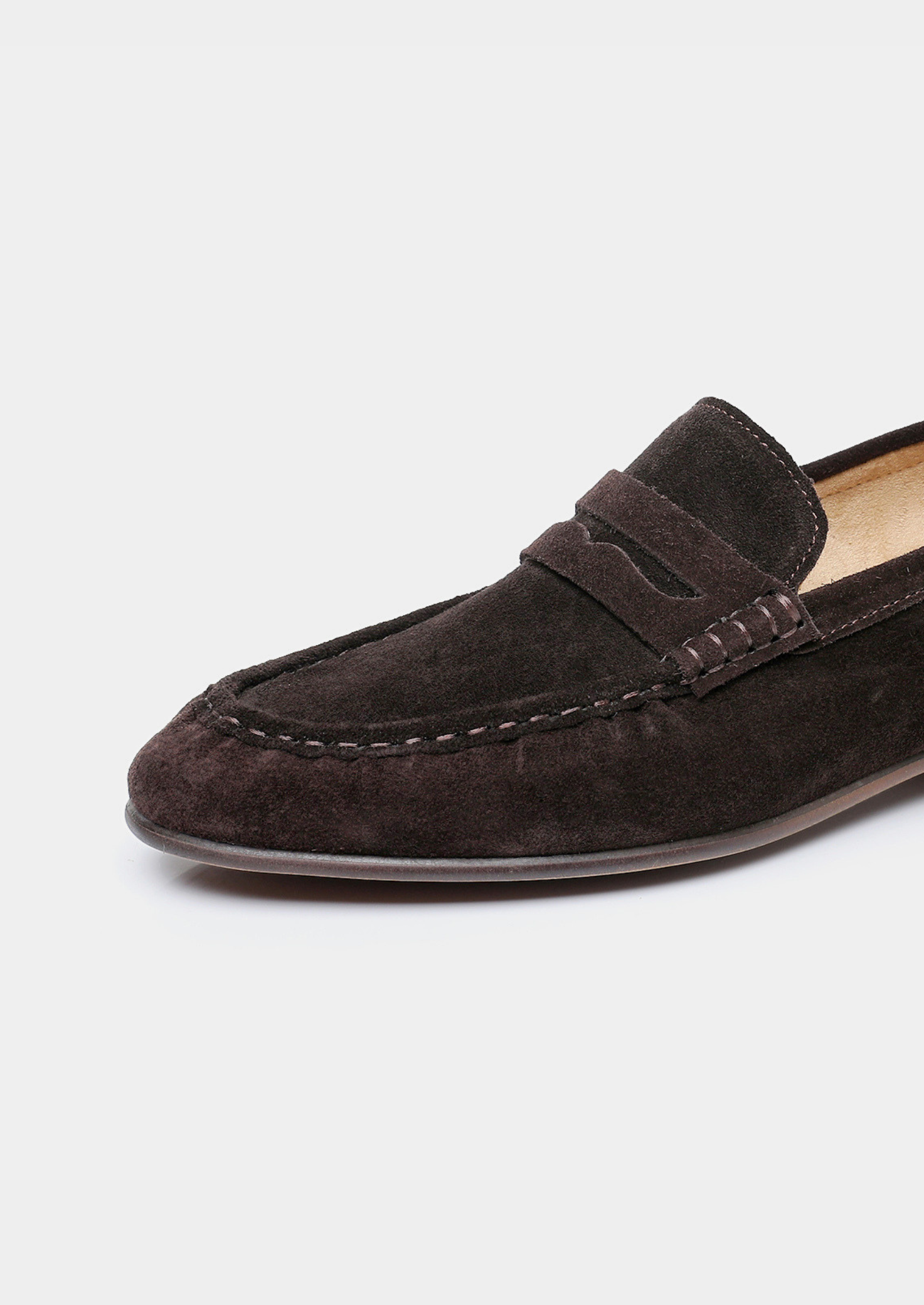 COFFEE CLASSIC PENNY SUEDE LOAFERS