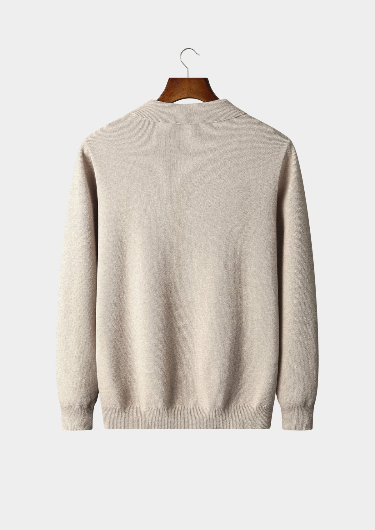 Pure Extra-Fine Merino Wool Zip Polo Cardigan