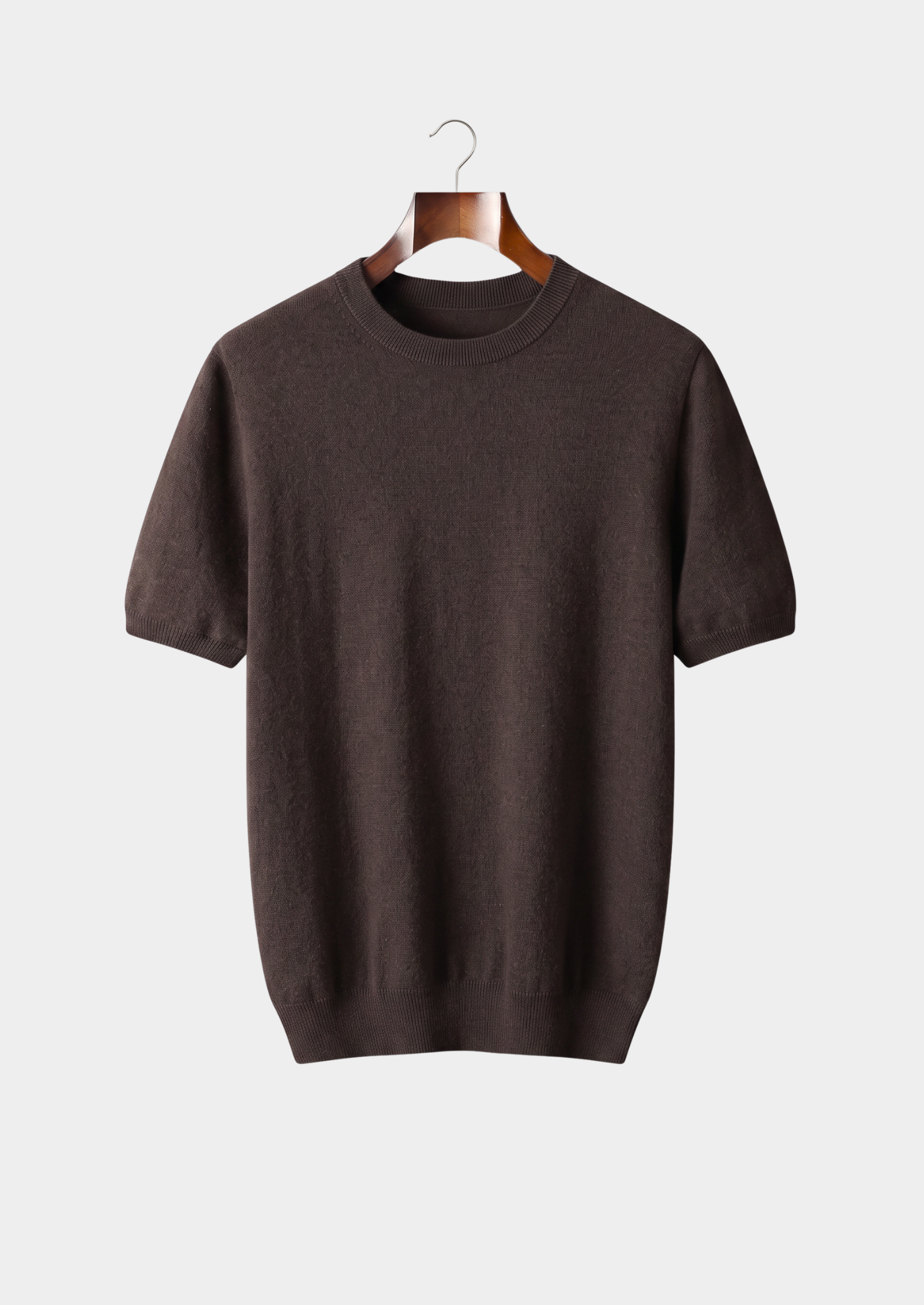 Premium Cashmere Classic Crewneck T-Shirt - Dark Brown