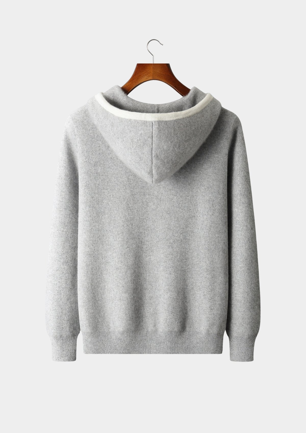 Pure Extra-Fine Merino Wool Contrast Zipper Hoodie