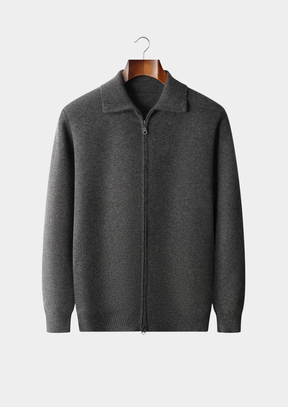 Pure Extra-Fine Merino Wool Funnel Neck Cardigan