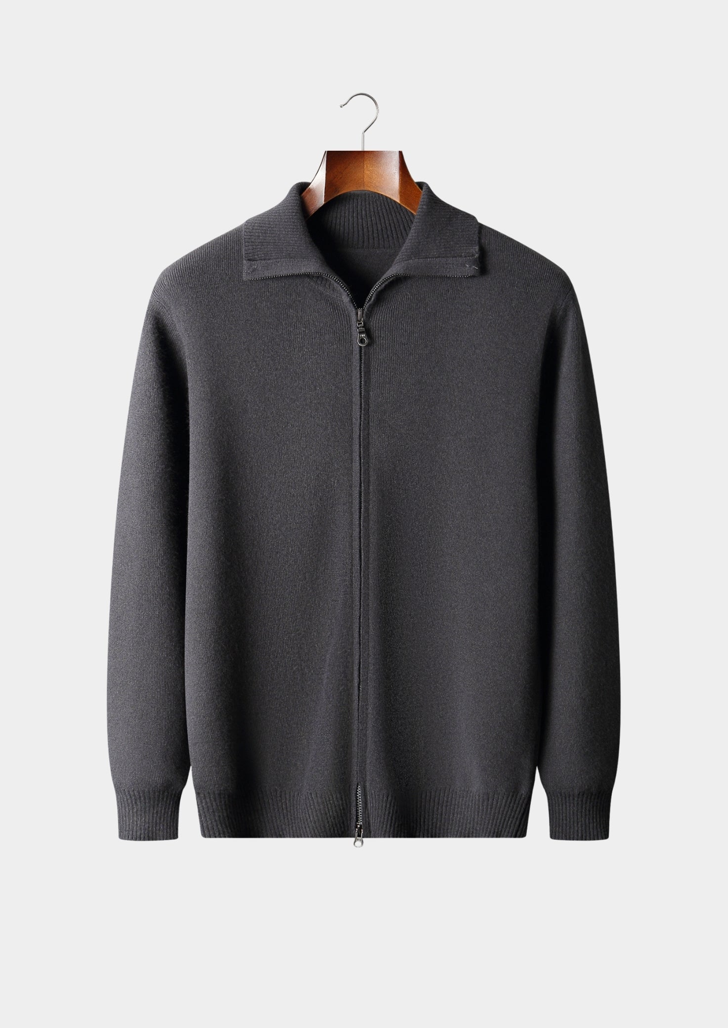Pure Extra-Fine Merino Wool Funnel Neck Cardigan