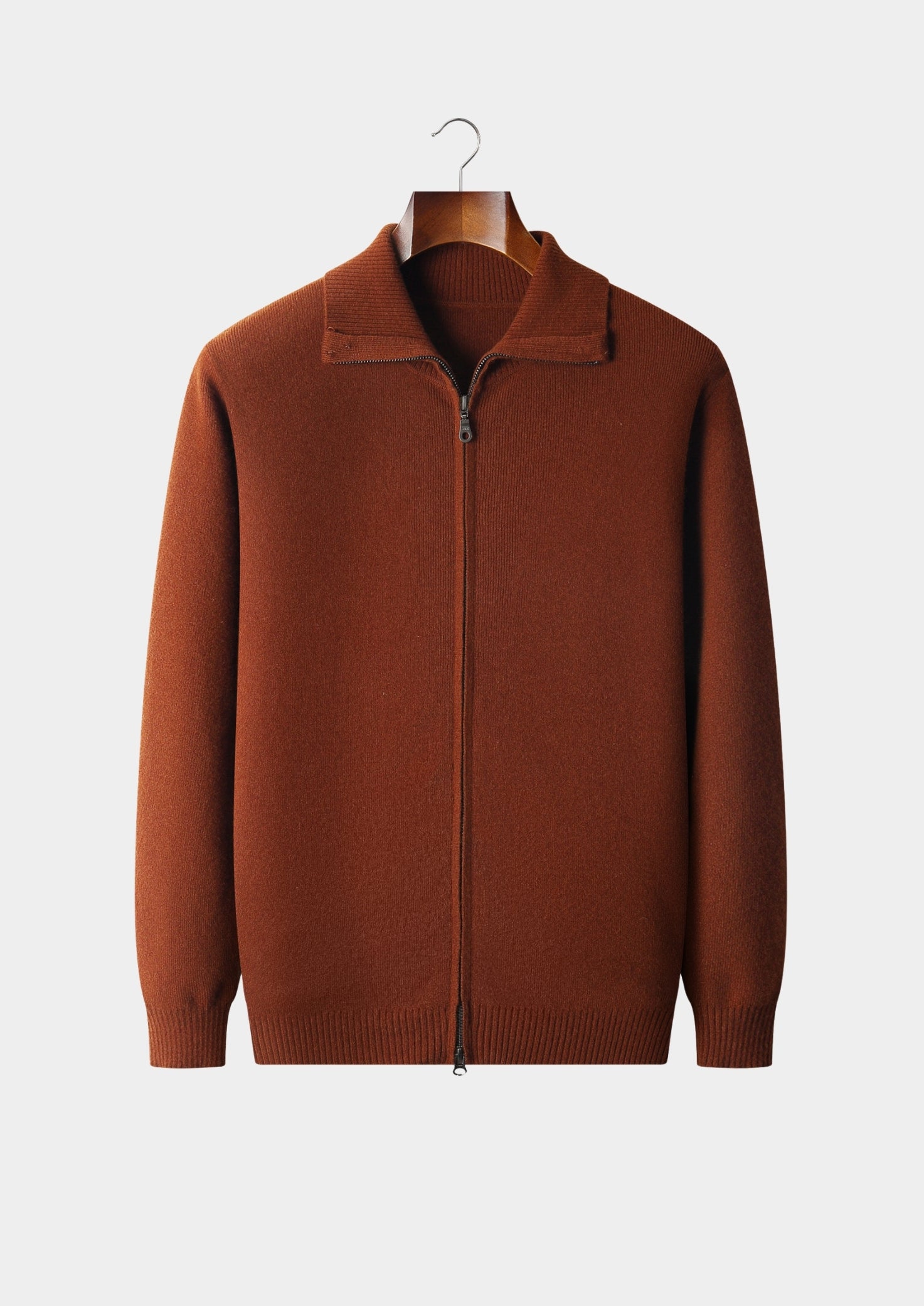 Pure Extra-Fine Merino Wool Funnel Neck Cardigan