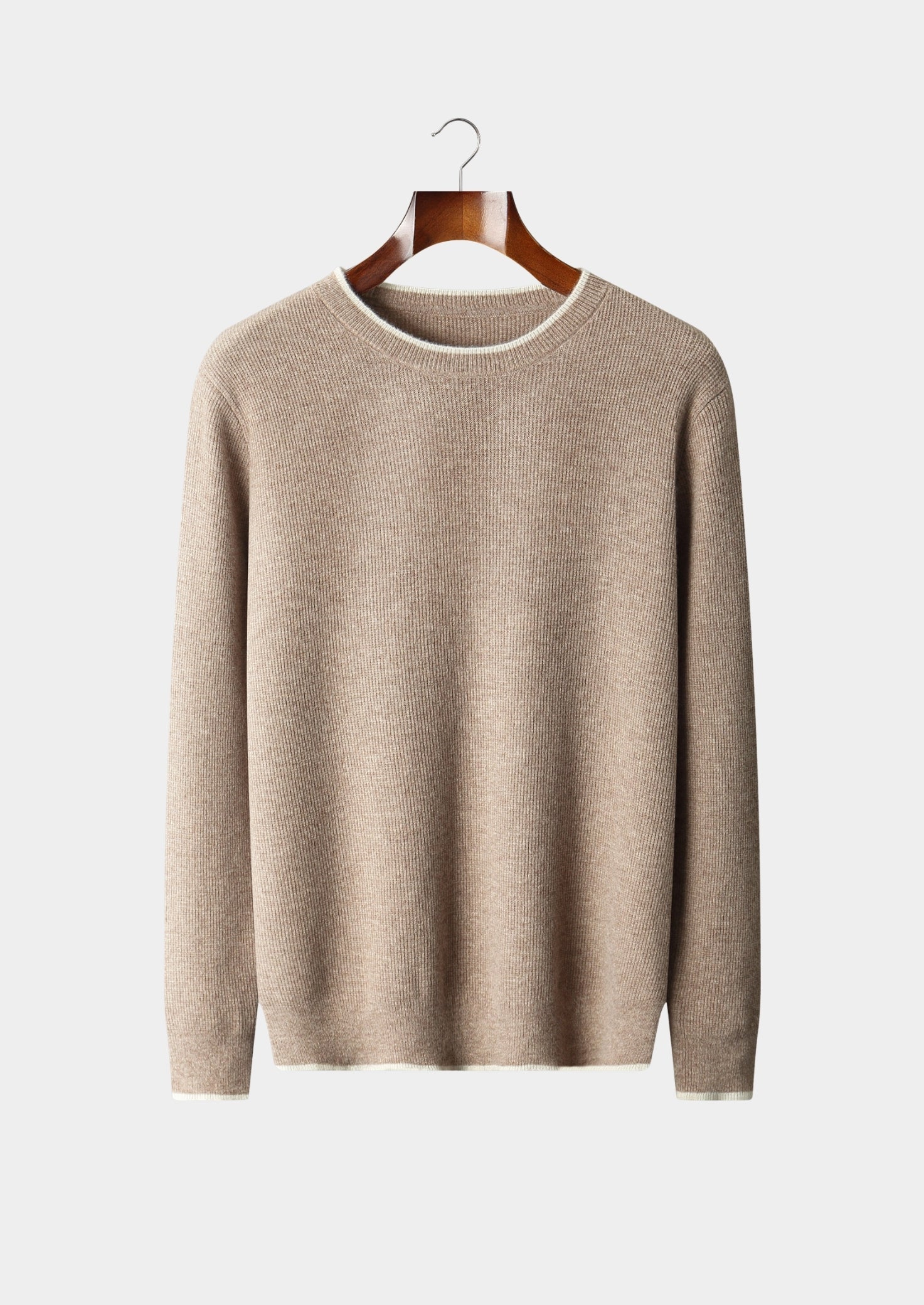 Pure Extra-Fine Merino Wool Contrast Crewneck