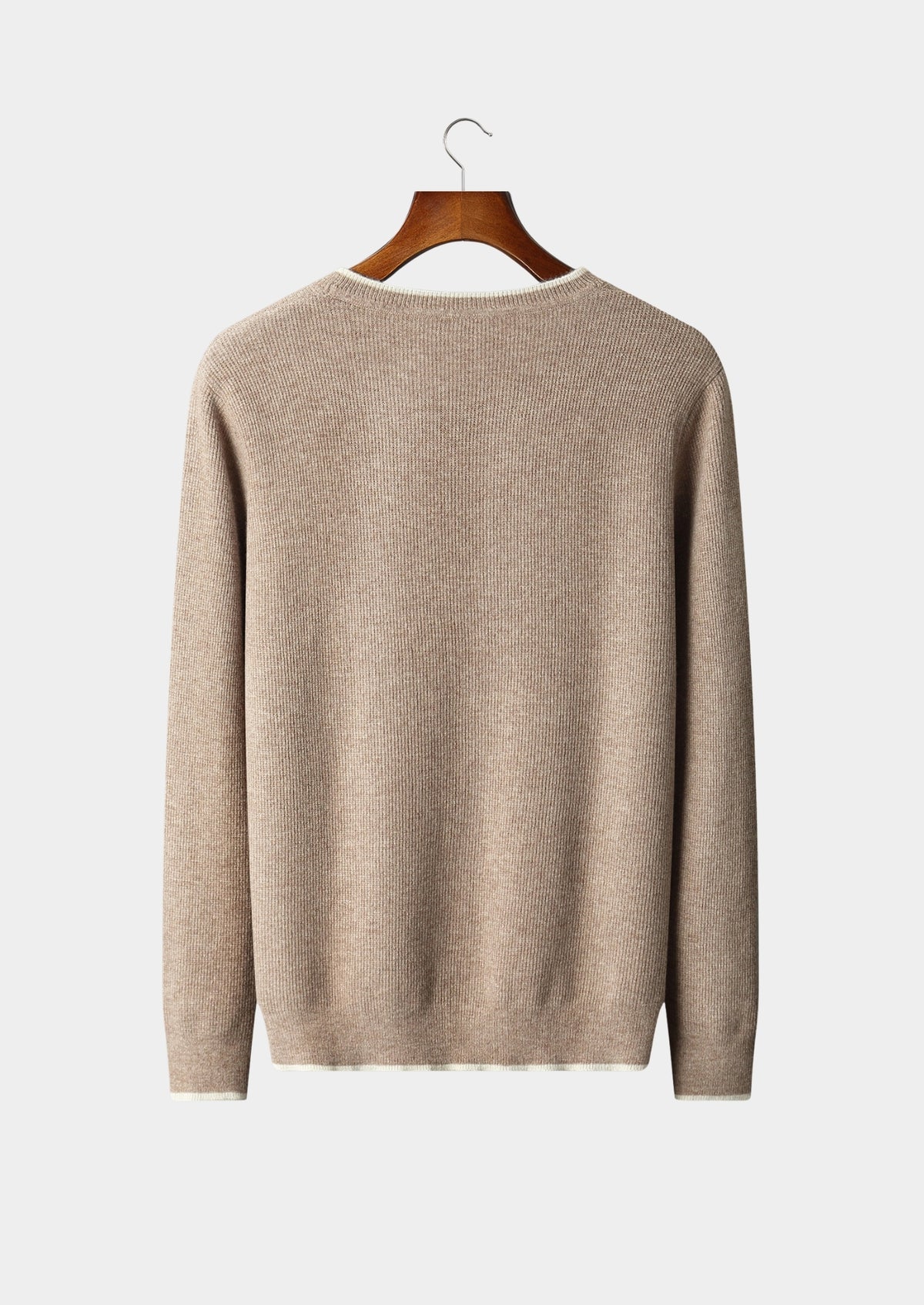 Pure Extra-Fine Merino Wool Contrast Crewneck