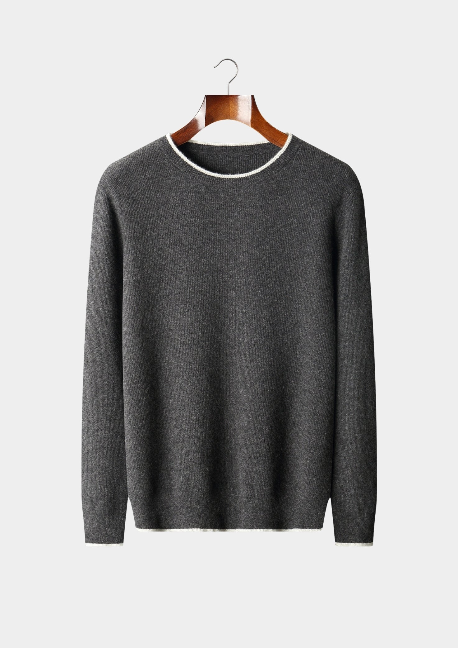 Pure Extra-Fine Merino Wool Contrast Crewneck