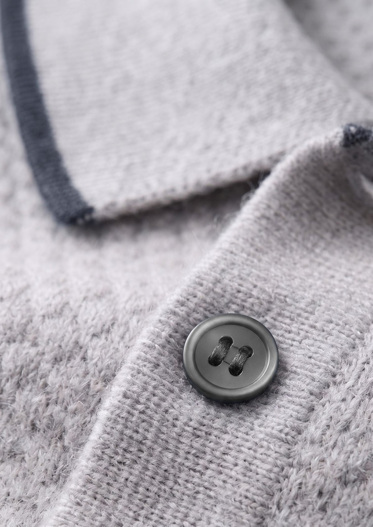 Premium Cashmere Pastel Gray Two-Tone Polo
