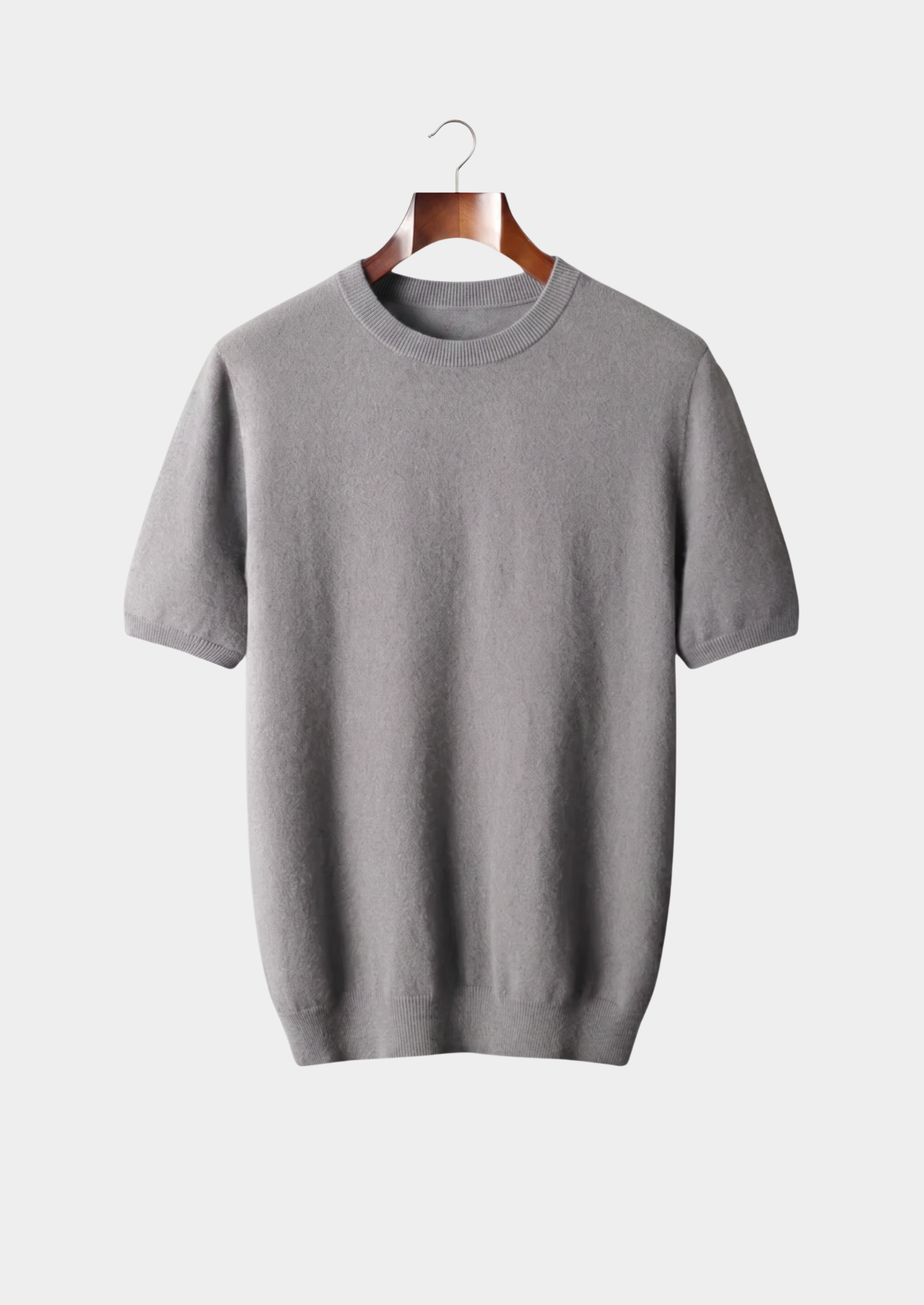 Premium Cashmere Classic Crewneck T-Shirt - Ashen Truffle