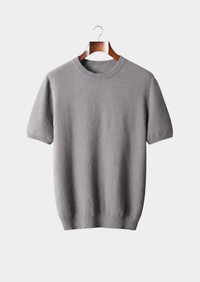 Premium Cashmere Classic Crewneck T-Shirt - Ashen Truffle