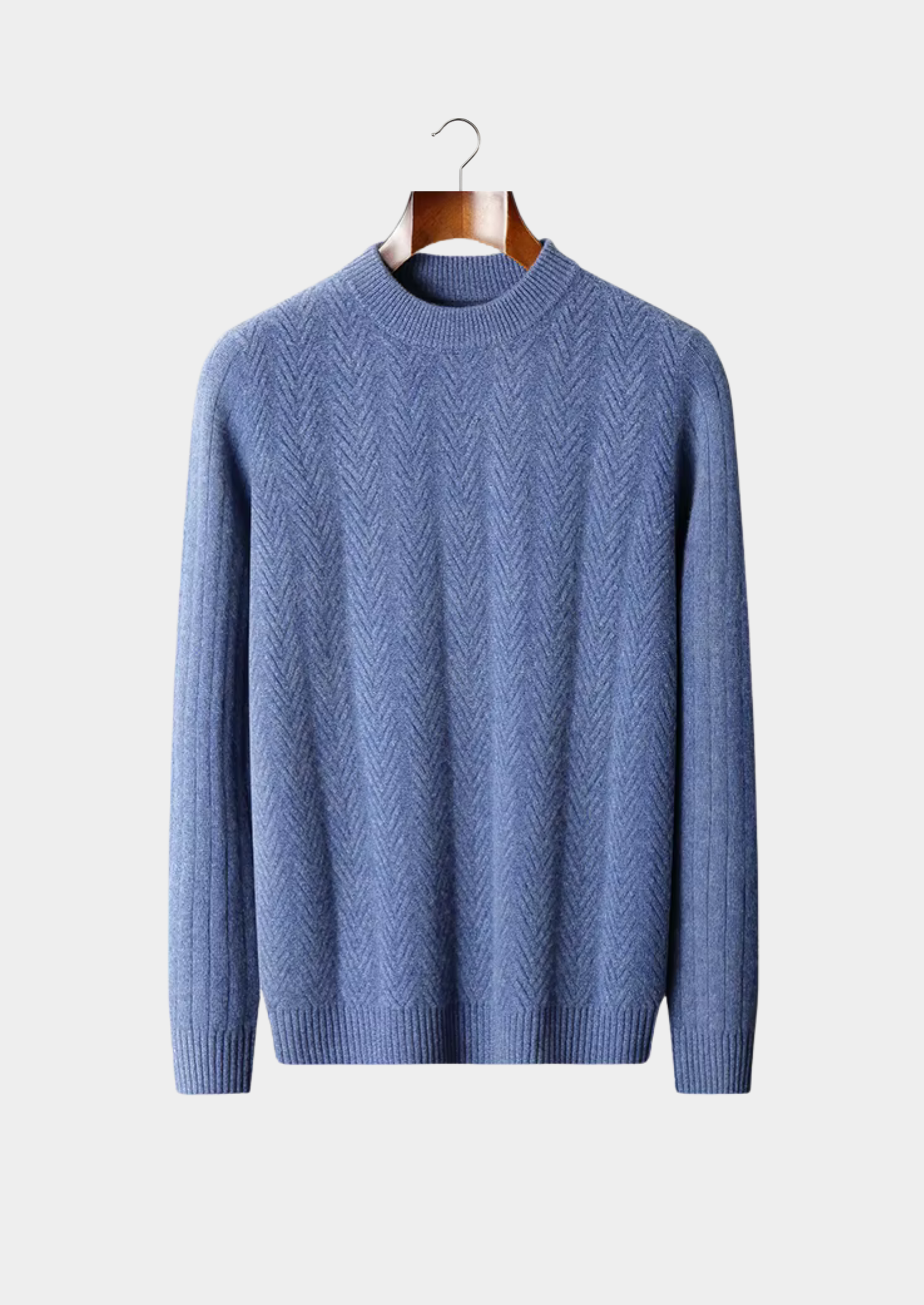 PURE EXTRA-FINE MERINO WOOL HERRINGBONE CREWNECK