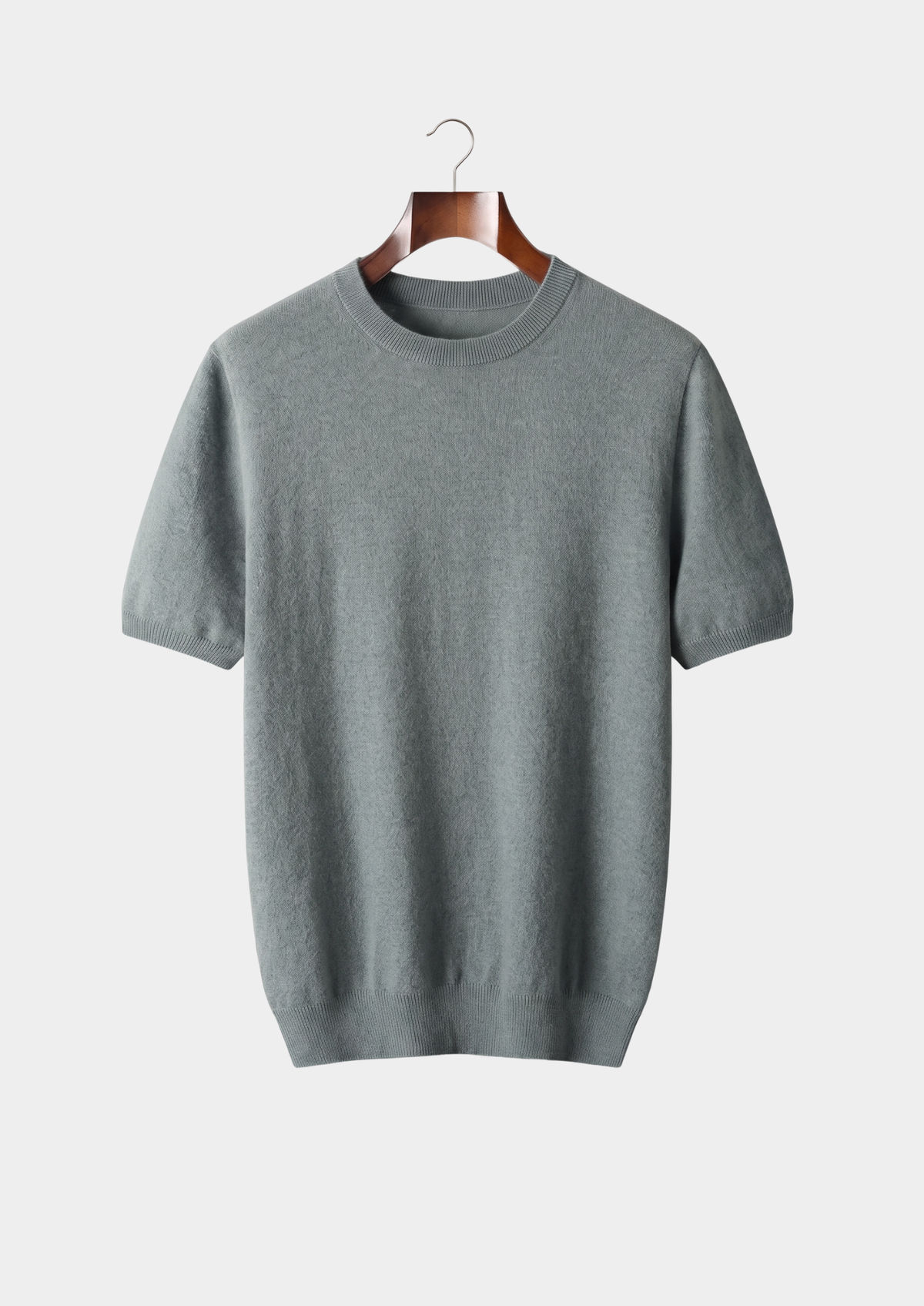 Premium Cashmere Classic Crewneck T-Shirt - Shadow Flint