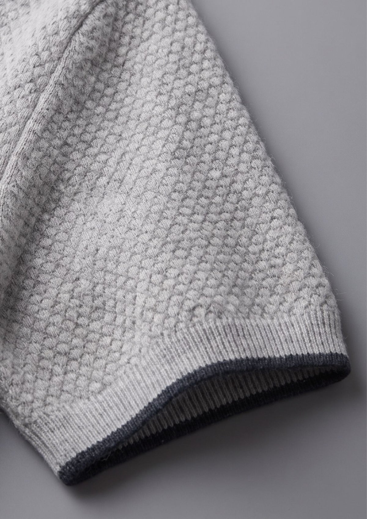 Premium Cashmere Pastel Gray Two-Tone Polo