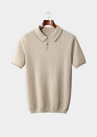 PREMIUM CASHMERE IVORY TWO-TONE POLO