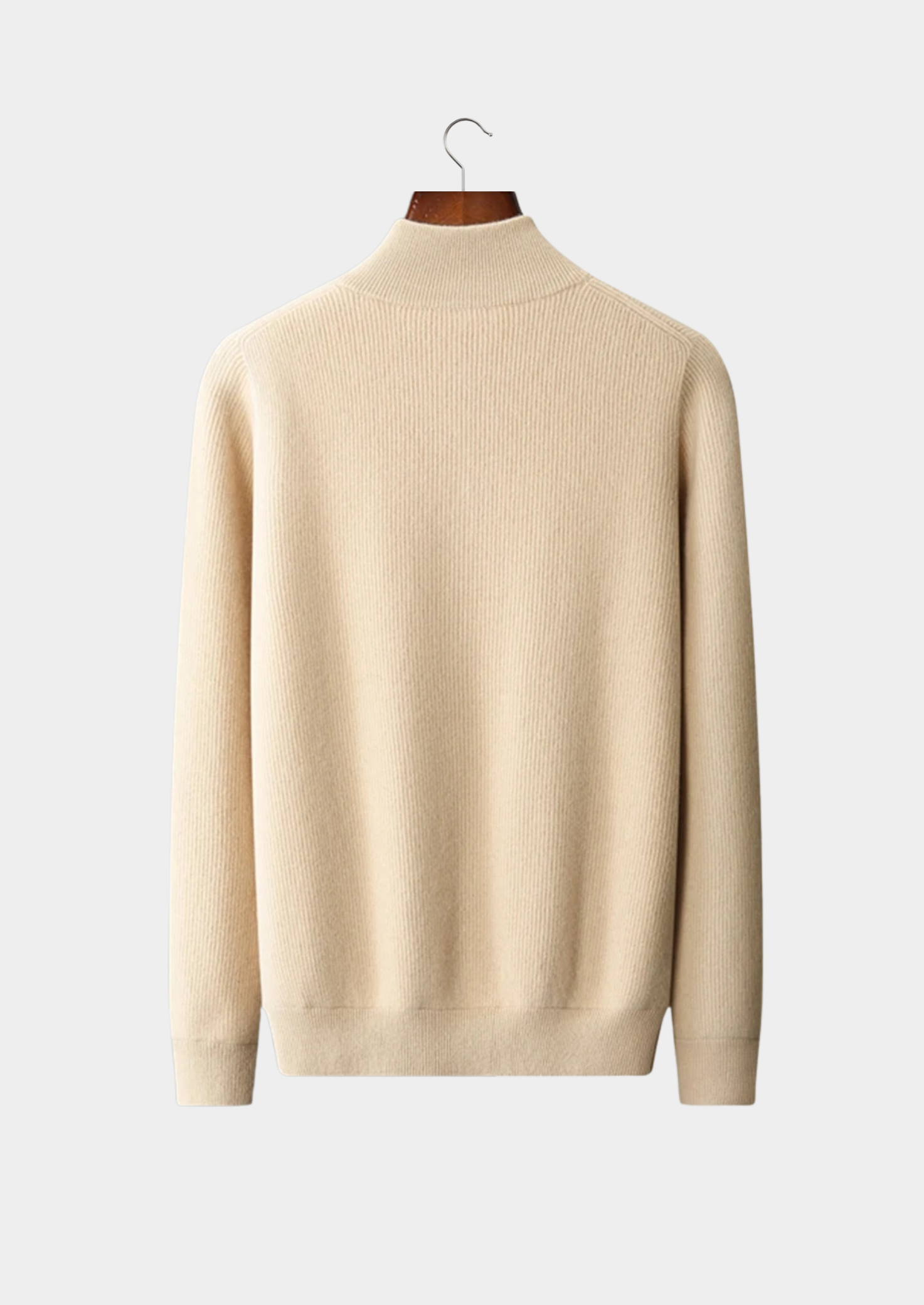PURE EXTRA-FINE MERINO WOOL RIBBED ZIP CARDIGAN
