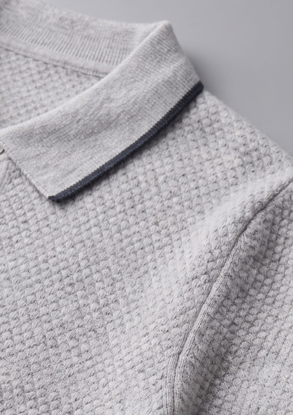 Premium Cashmere Pastel Gray Two-Tone Polo